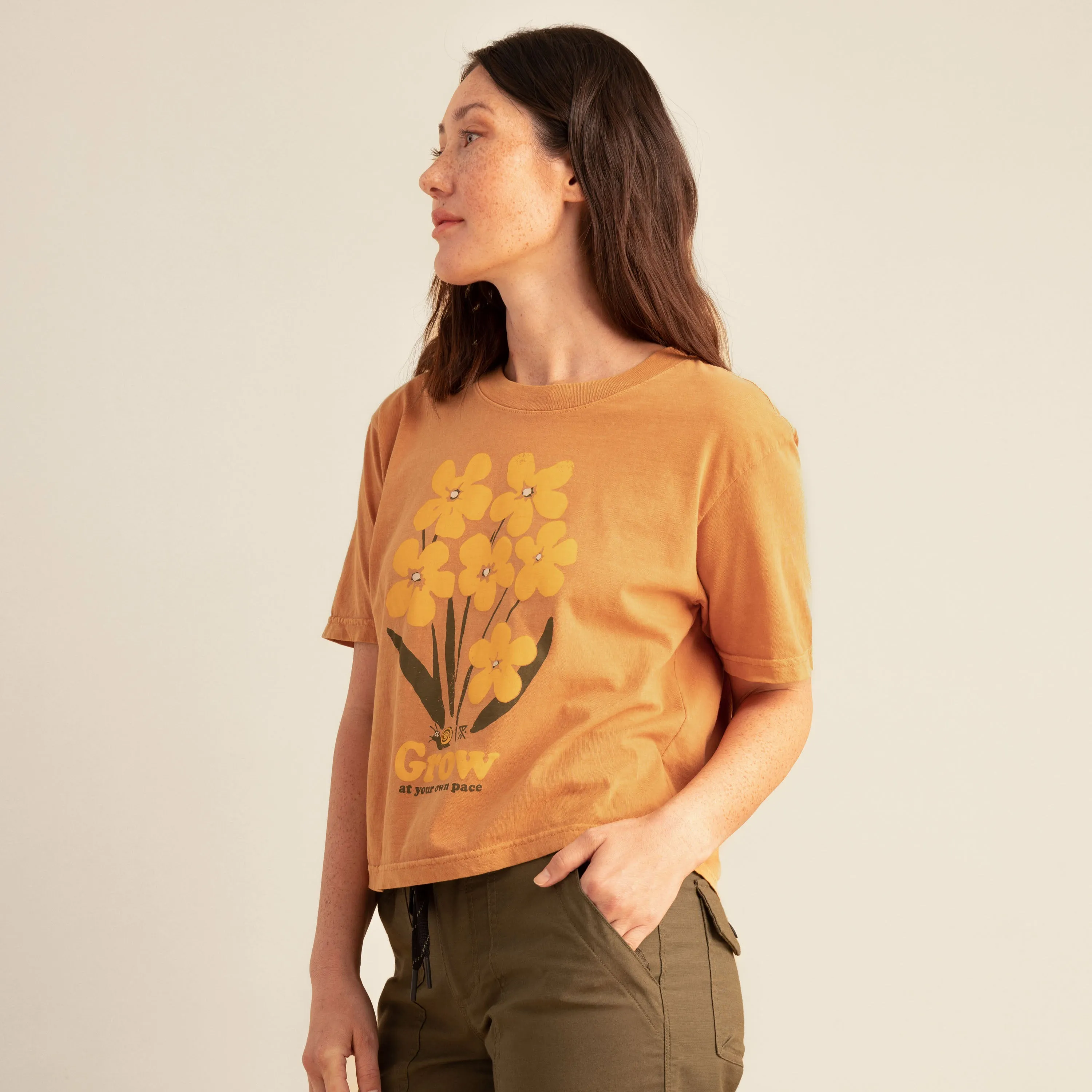 Bloom Boxy Crop Premium Tee - Marigold sold by Roark product image thumbnail 2