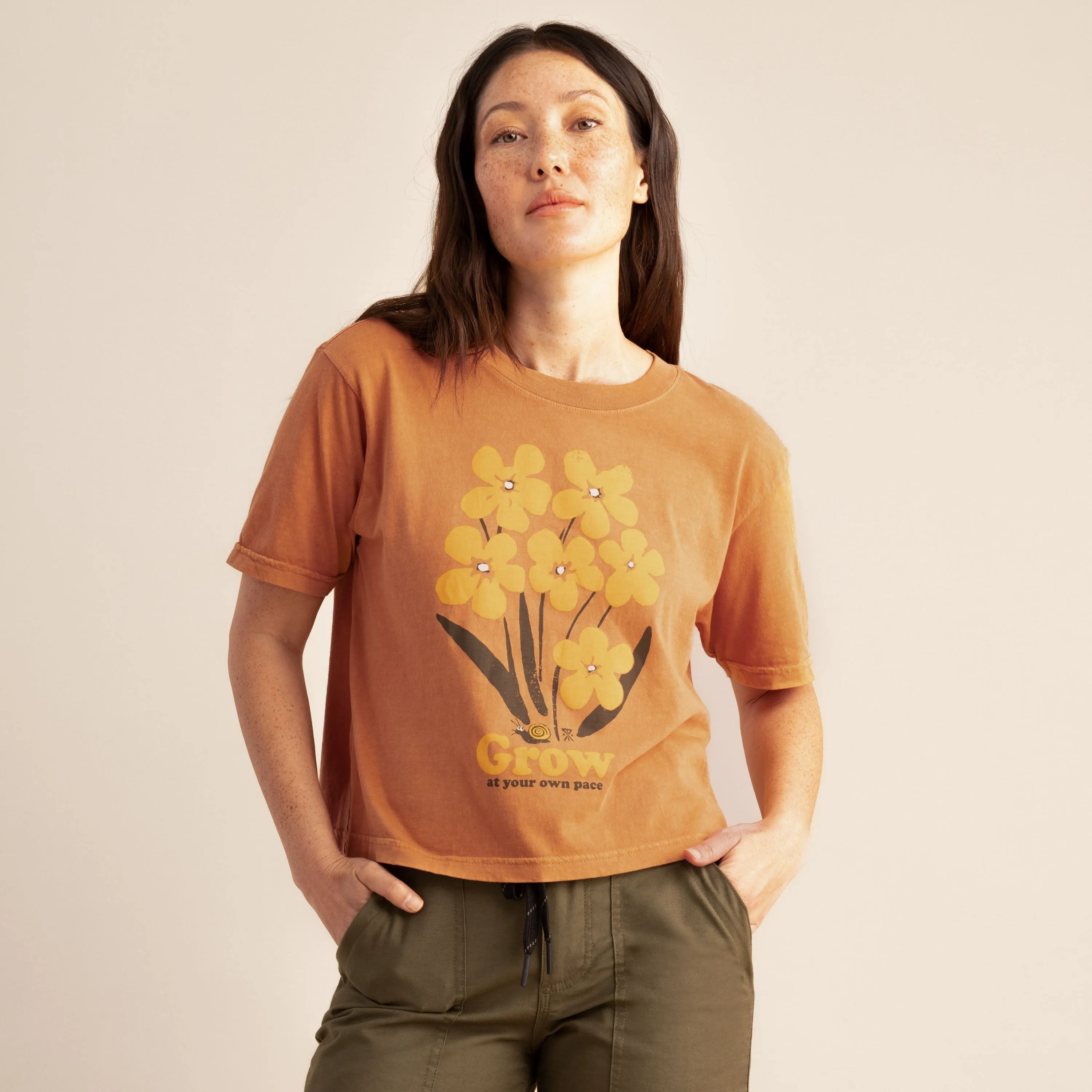 Bloom Boxy Crop Premium Tee - Marigold sold by Roark