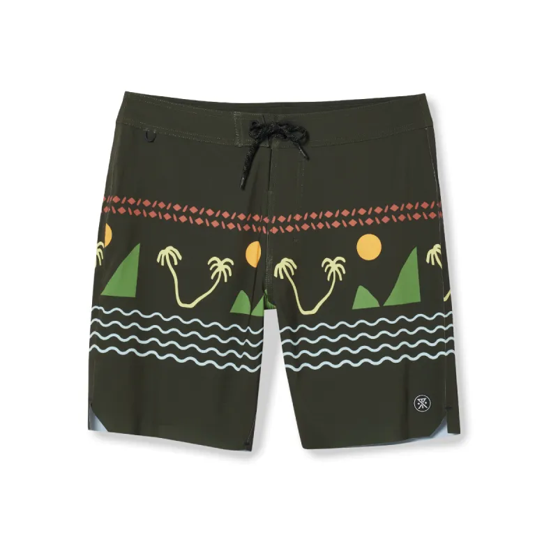 Passage Primo 18" Island Time Boardshorts - Dark Military made by Roark