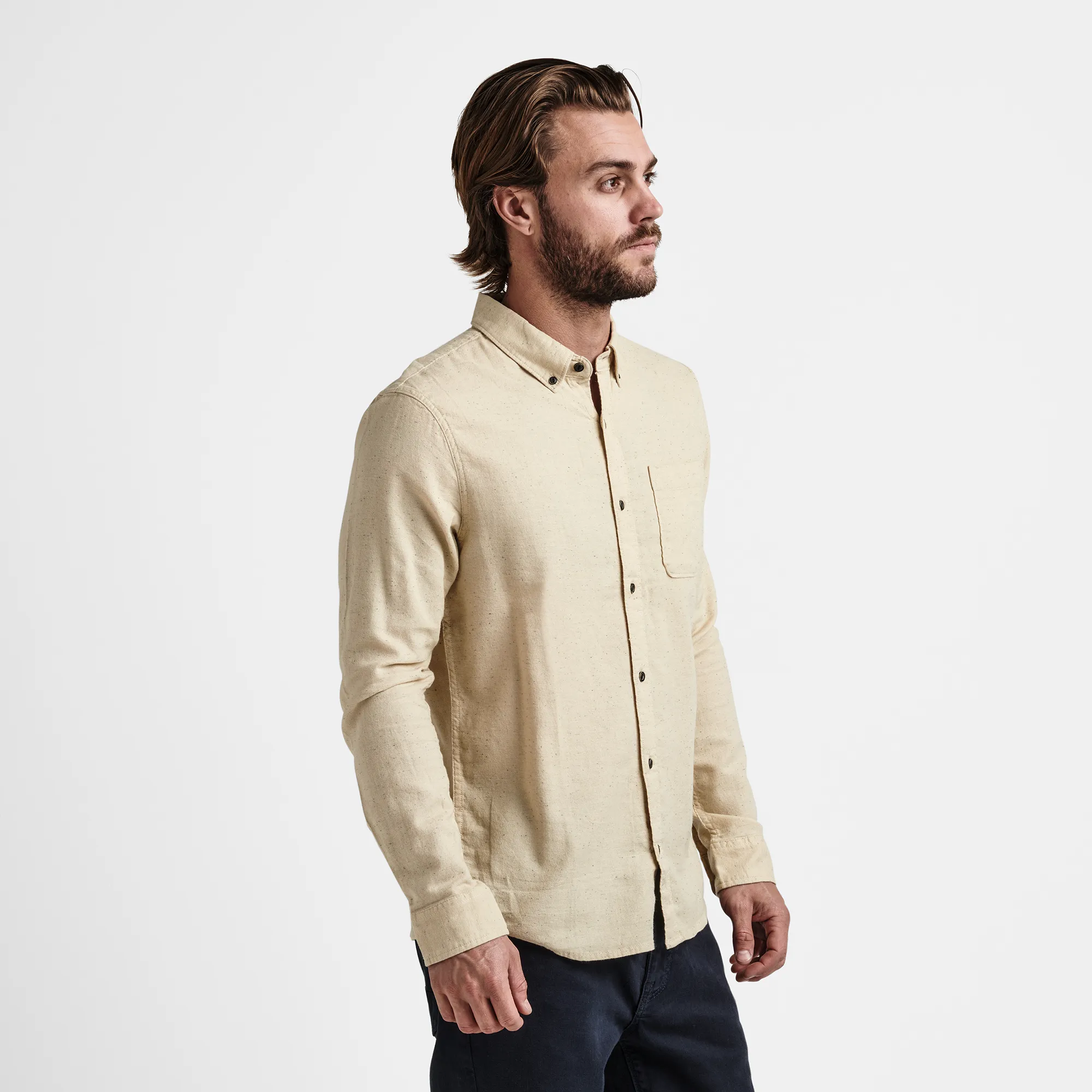 Scholar Long Sleeve Button Up Shirt - Stone sold by Roark product image thumbnail 4