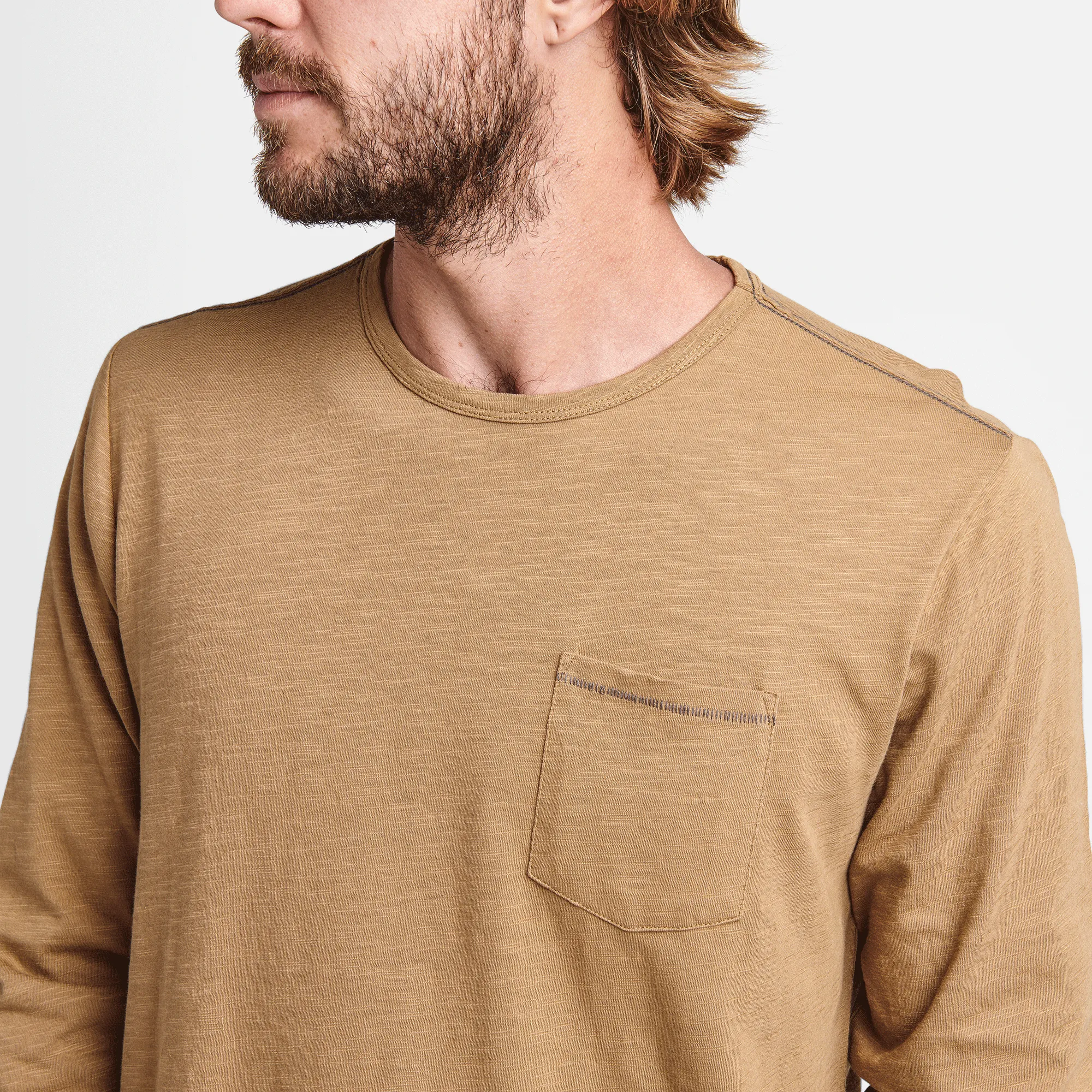 Well Worn Midweight Organic Long Sleeve Tee - Dark Khaki sold by Roark product image thumbnail 4