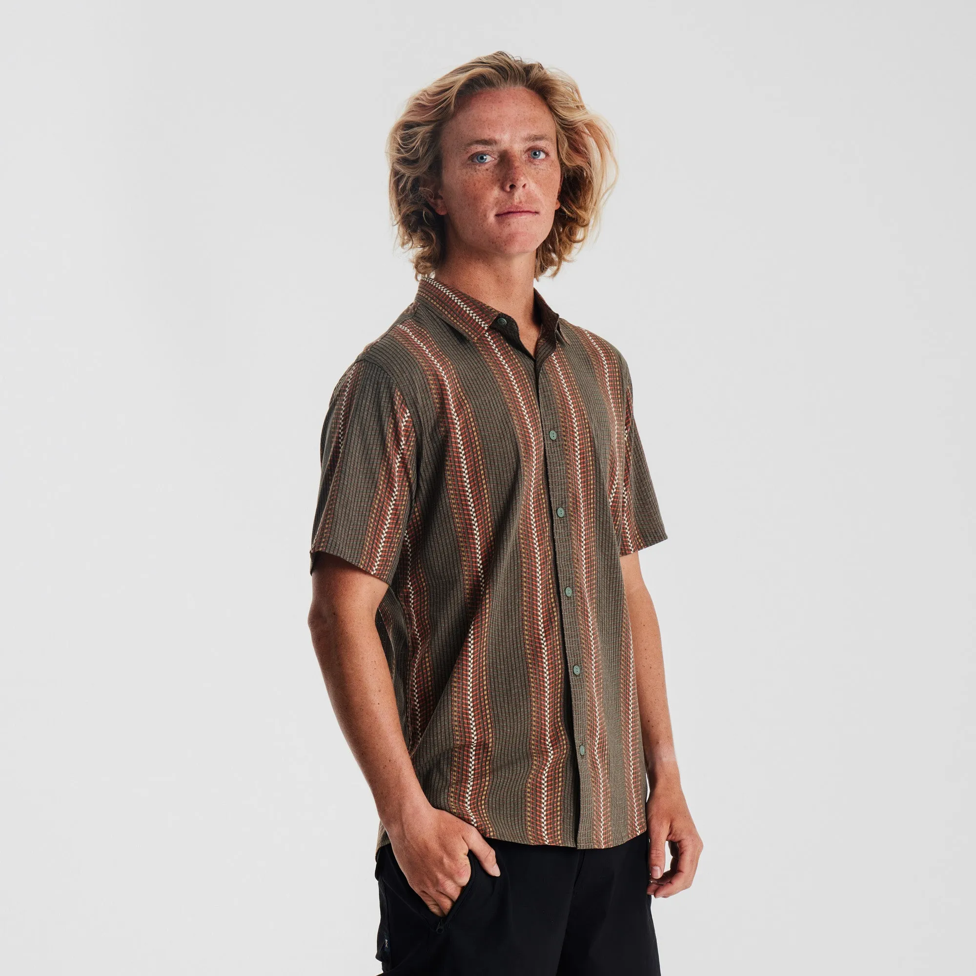 Bless Up Breathable Stretch Shirt - Herringbone Military sold by Roark product image thumbnail 4