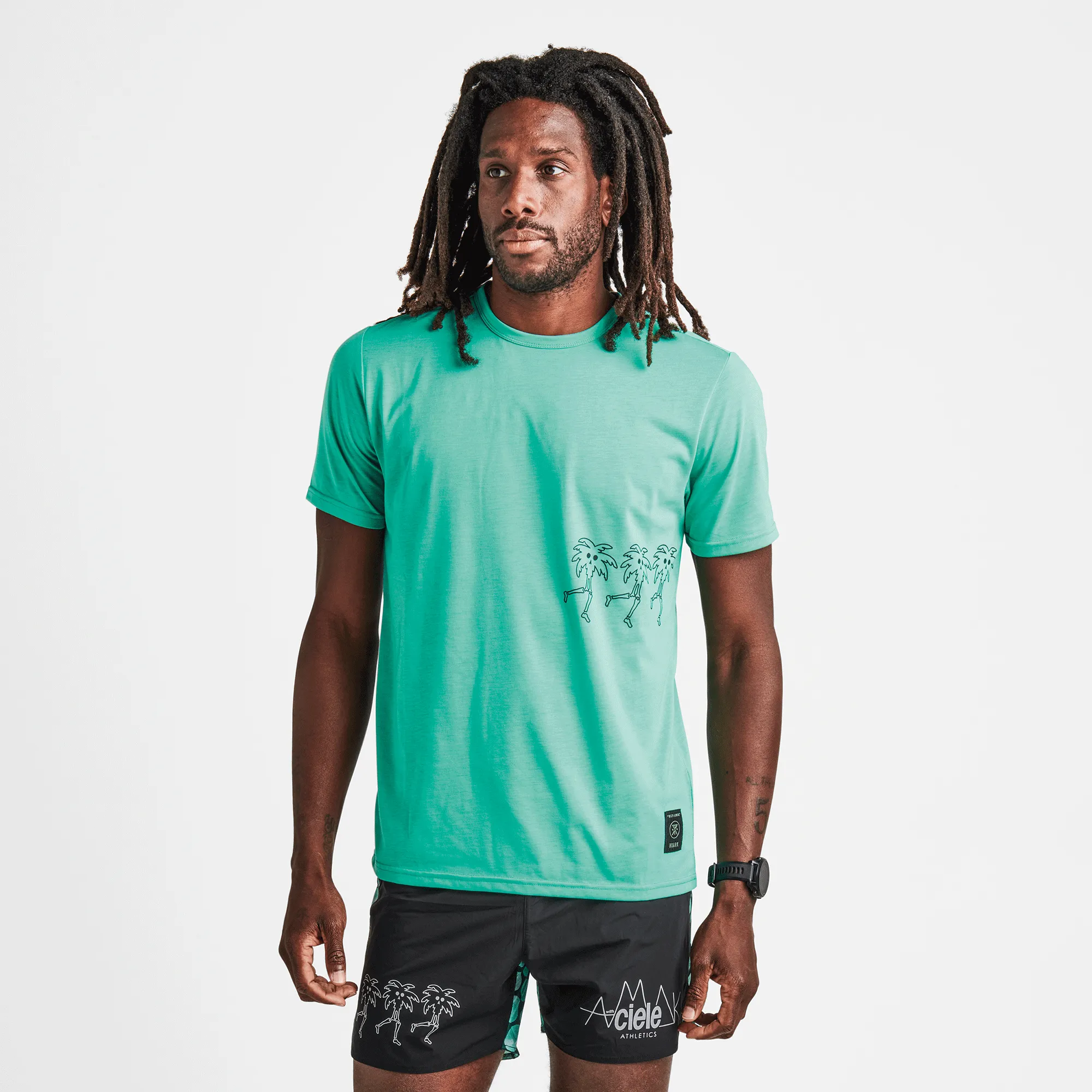 Mathis Short Sleeve Active Tee - Ciele X Run Amok Aqua Green sold by Roark product image thumbnail 2
