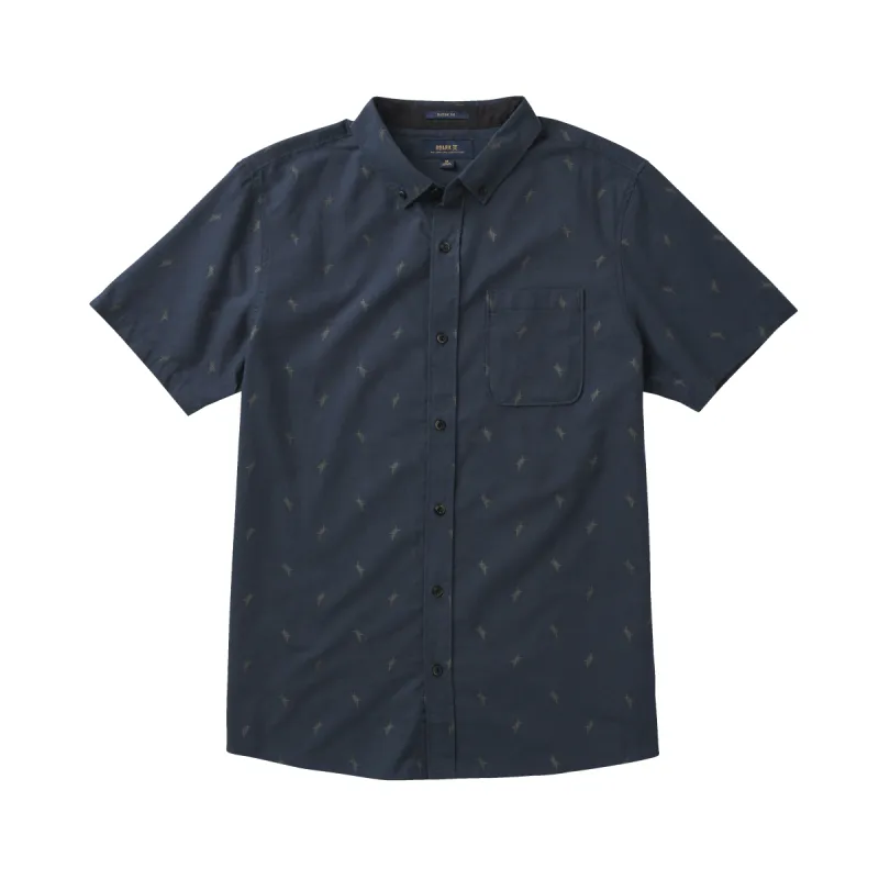 Scholar Oxford Short Sleeve Button Up Shirt - Dark Navy Crosshatch sold by Roark