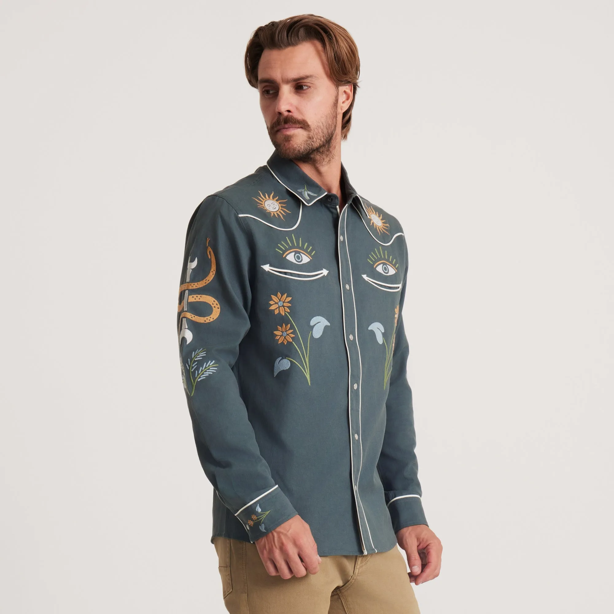 On The Range Long Sleeve Western Shirt - Deep Blue sold by Roark product image thumbnail 4