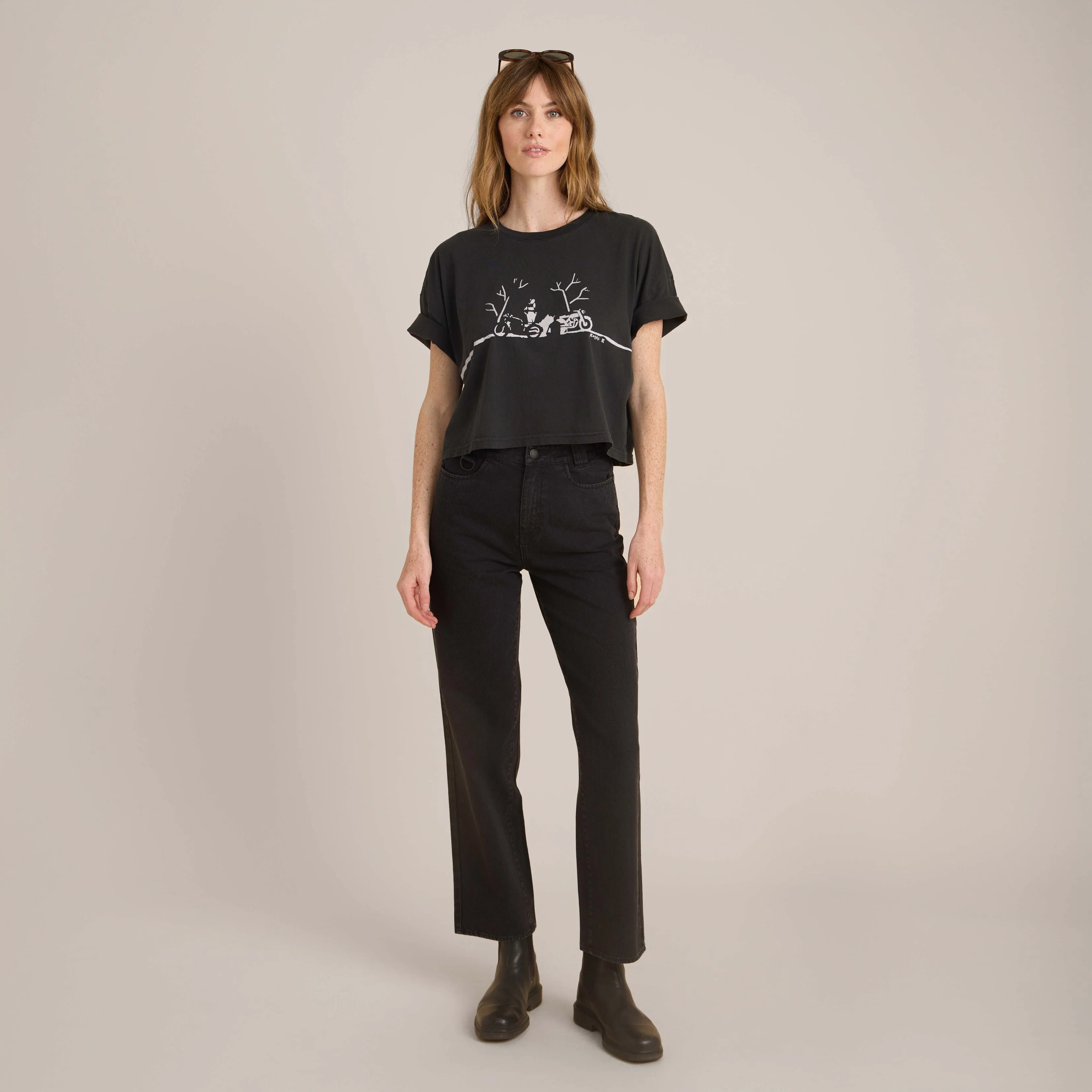 Night Ride Cropped Boxy Organic Premium Tee - Faded Black sold by Roark