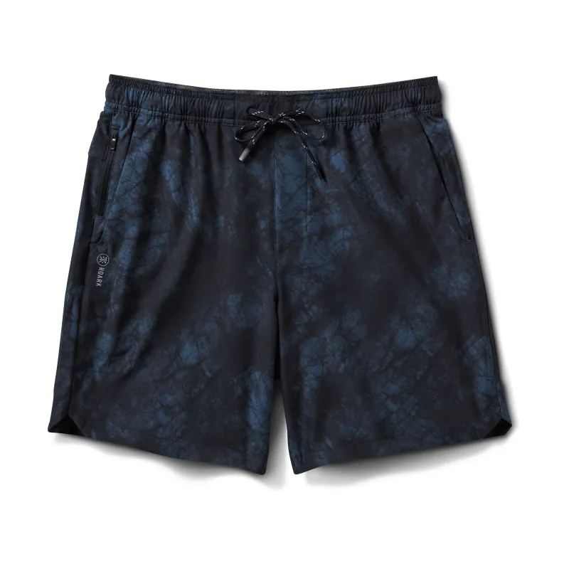 Serrano 7" Active Stretch Shorts - Navy Tie Die made by Roark