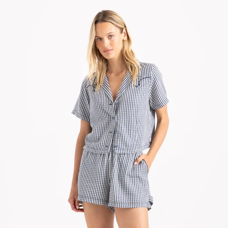 Camp Short Sleeve Button Up Shirt - Indigo sold by Roark