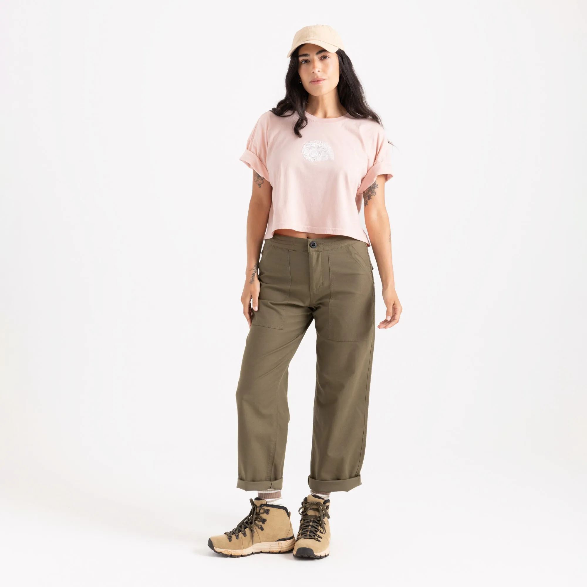 Striped Shell Cropped Boxy Premium Tee - Dusty Apricot sold by Roark