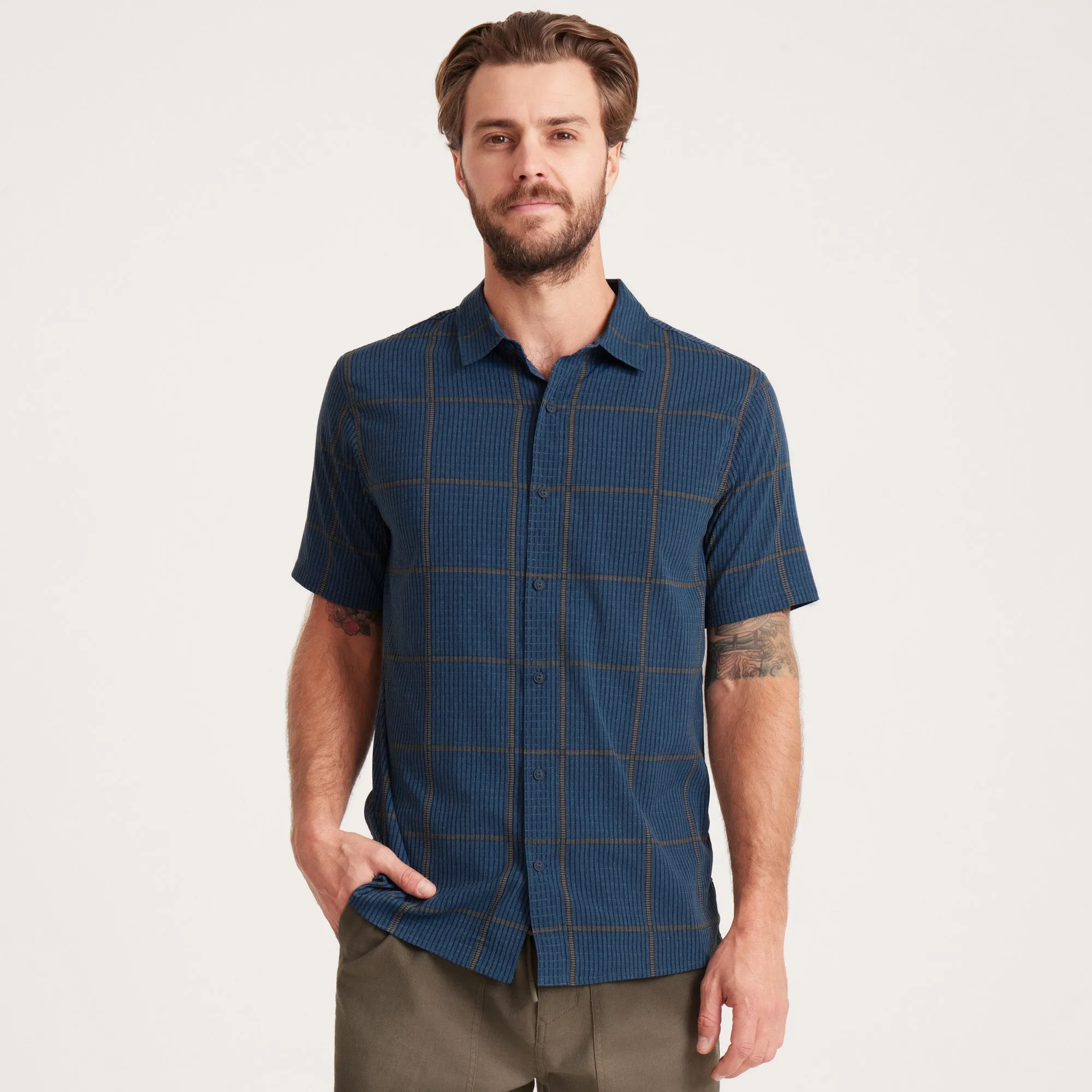 Bless Up Breathable Stretch Shirt - Navy Plaid sold by Roark product image thumbnail 2