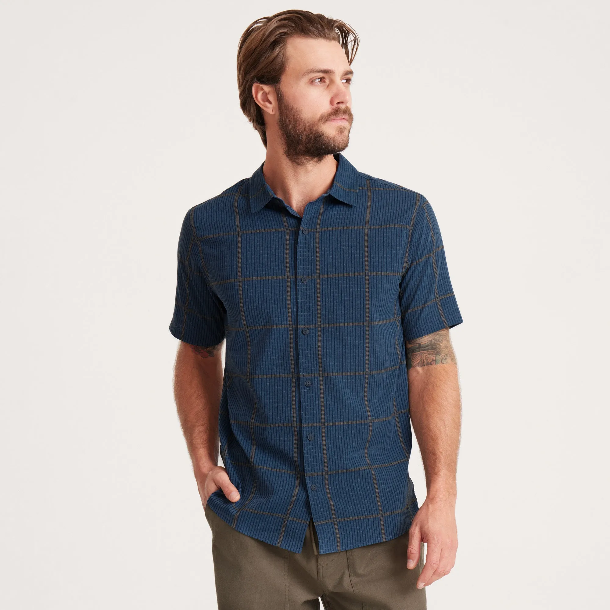 Bless Up Breathable Stretch Shirt - Navy Plaid sold by Roark product image thumbnail 3