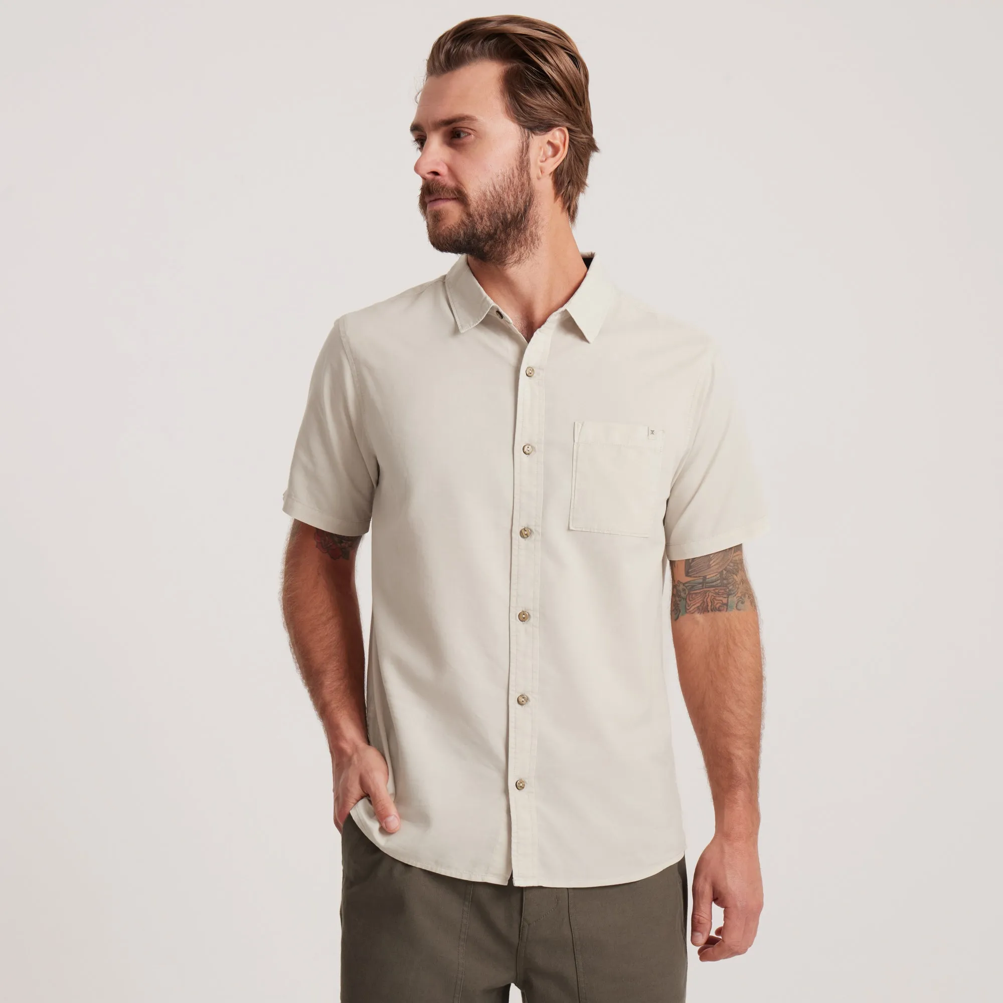 Made To Fade Short Sleeve Button Up Shirt - Washed Bone sold by Roark product image thumbnail 2