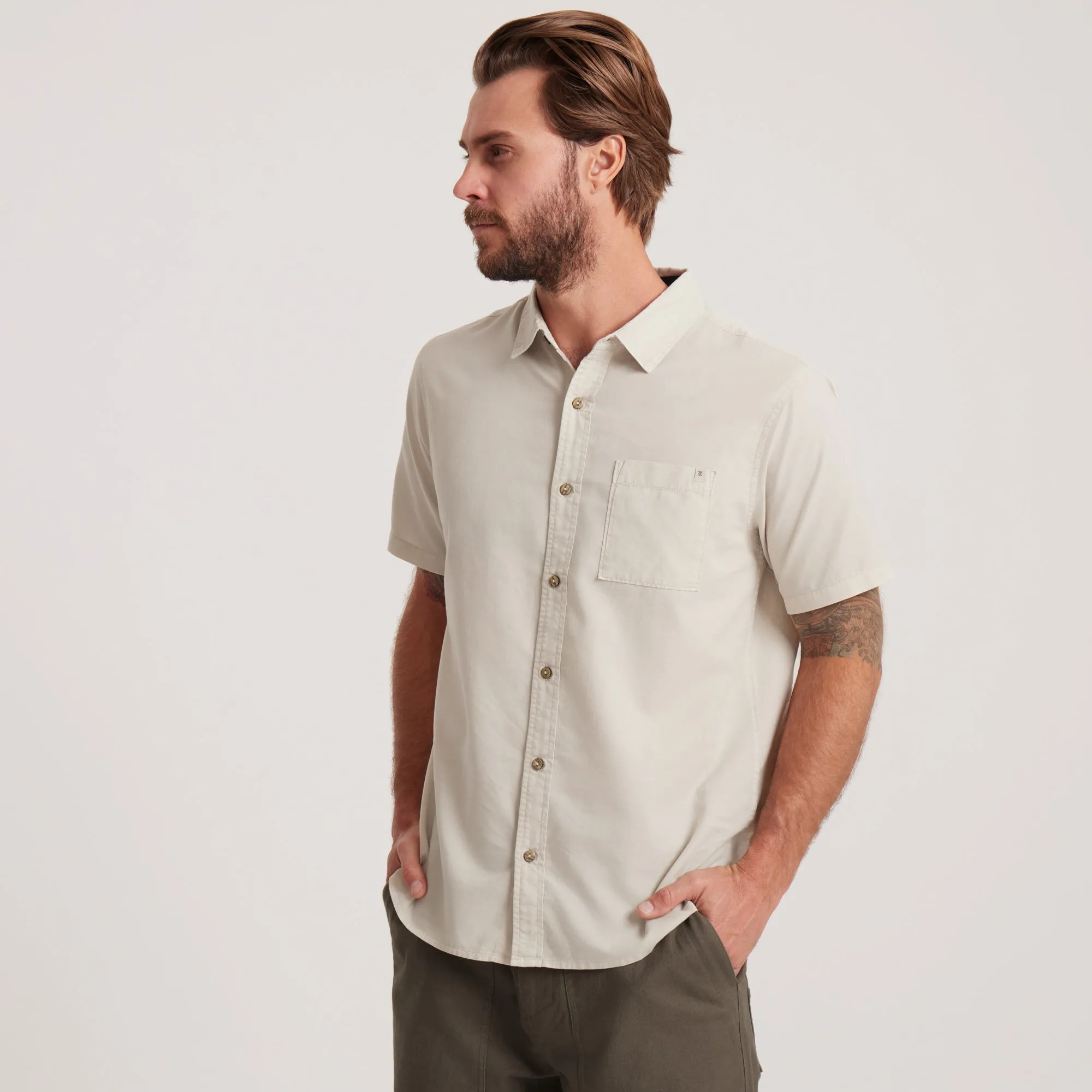 Made To Fade Short Sleeve Button Up Shirt - Washed Bone sold by Roark product image thumbnail 5