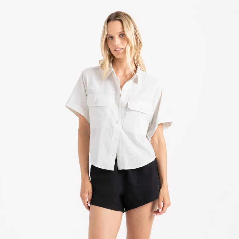 Bless Up Cropped Button Up Shirt - Mist made by Roark