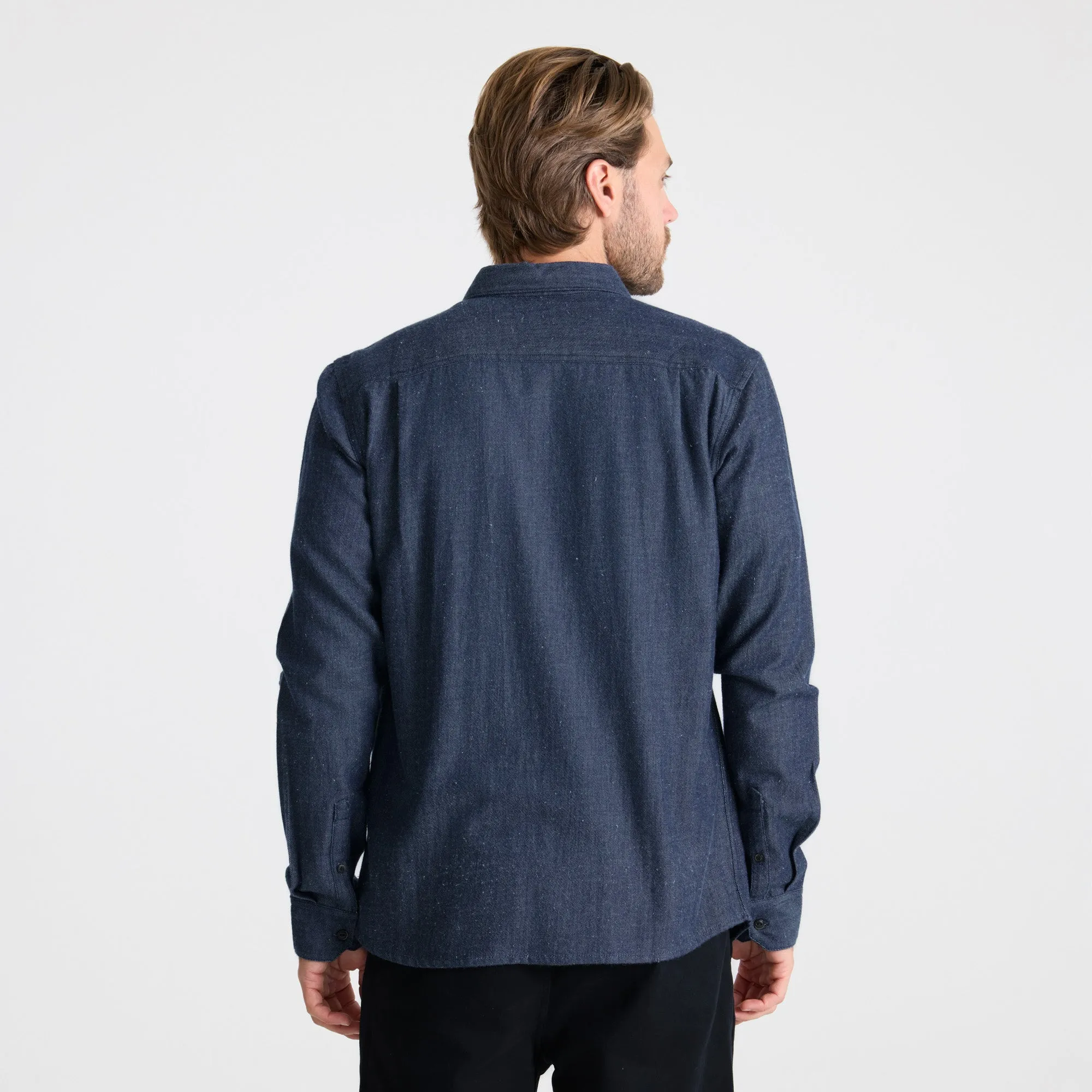 Scholar Chambray Button Up Shirt - Mid Indigo sold by Roark product image thumbnail 5