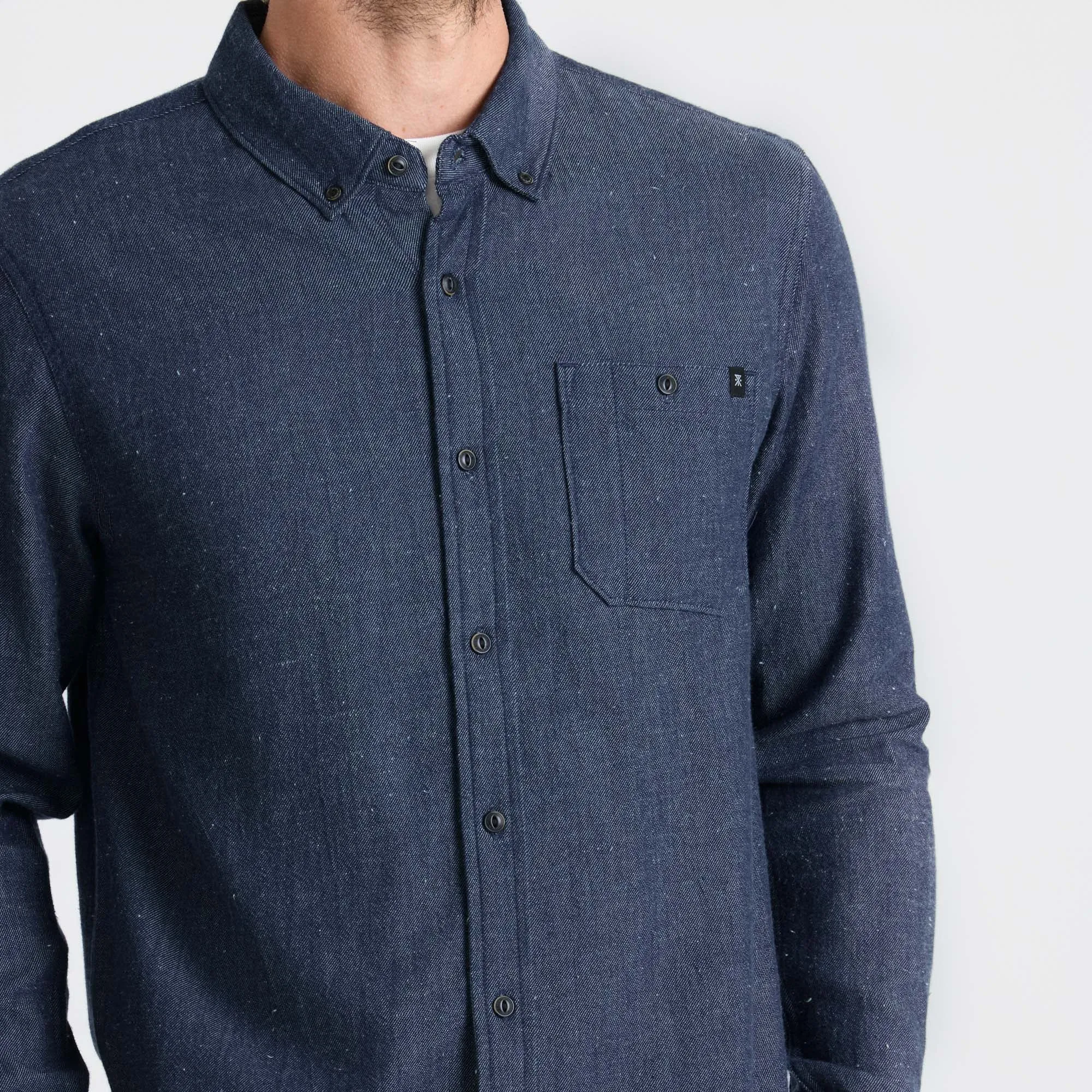 Scholar Chambray Button Up Shirt - Mid Indigo sold by Roark product image thumbnail 3