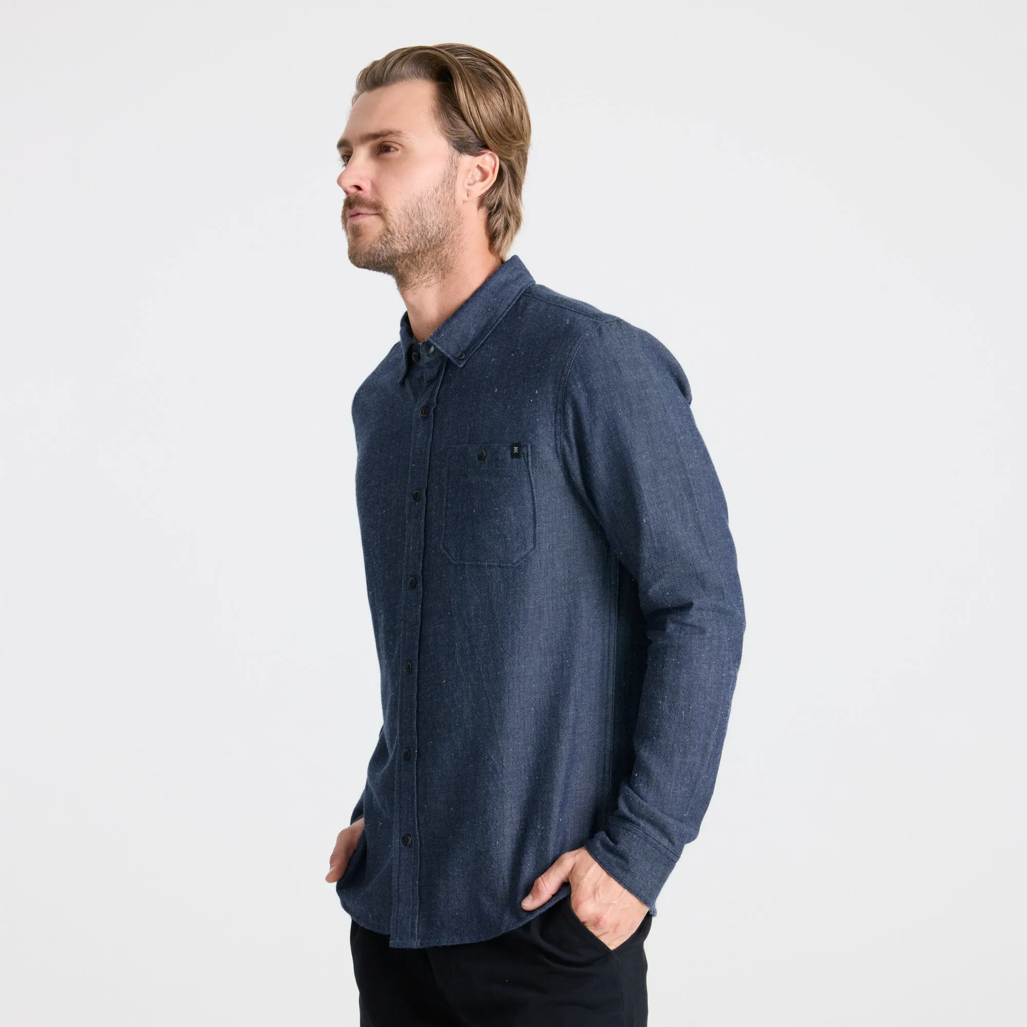 Scholar Chambray Button Up Shirt - Mid Indigo sold by Roark product image thumbnail 4