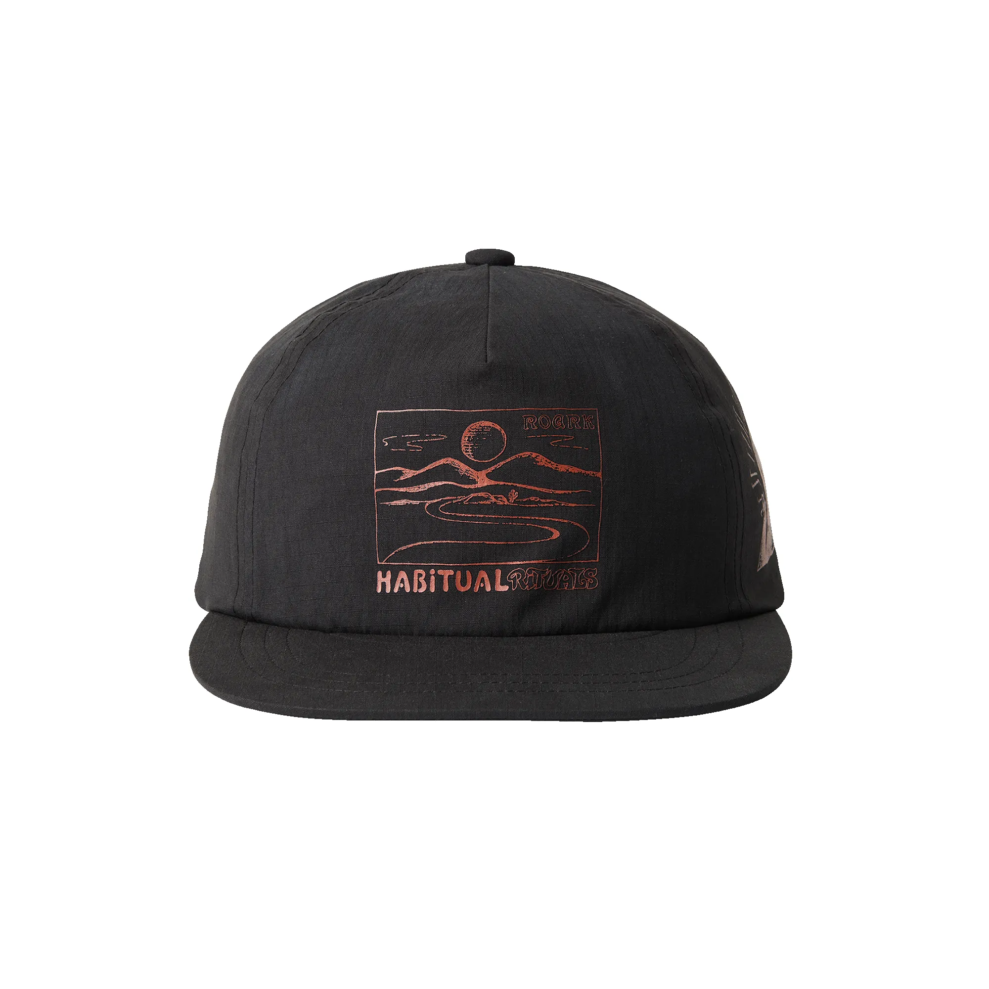 Mathis 5 Panel Snapback Hat - Black sold by Roark