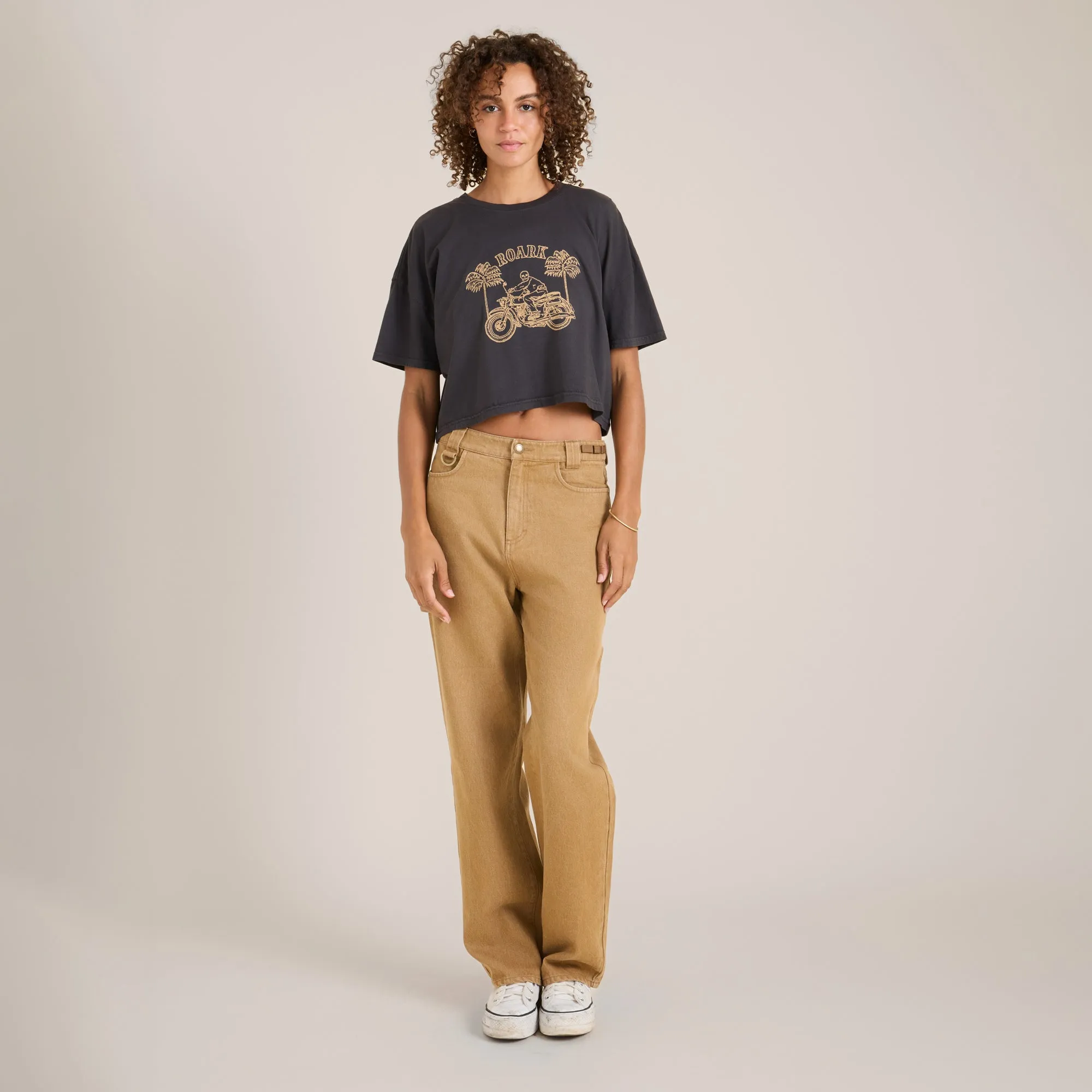 Moto Skele Boxy Crop Premium Tee - Faded Black sold by Roark