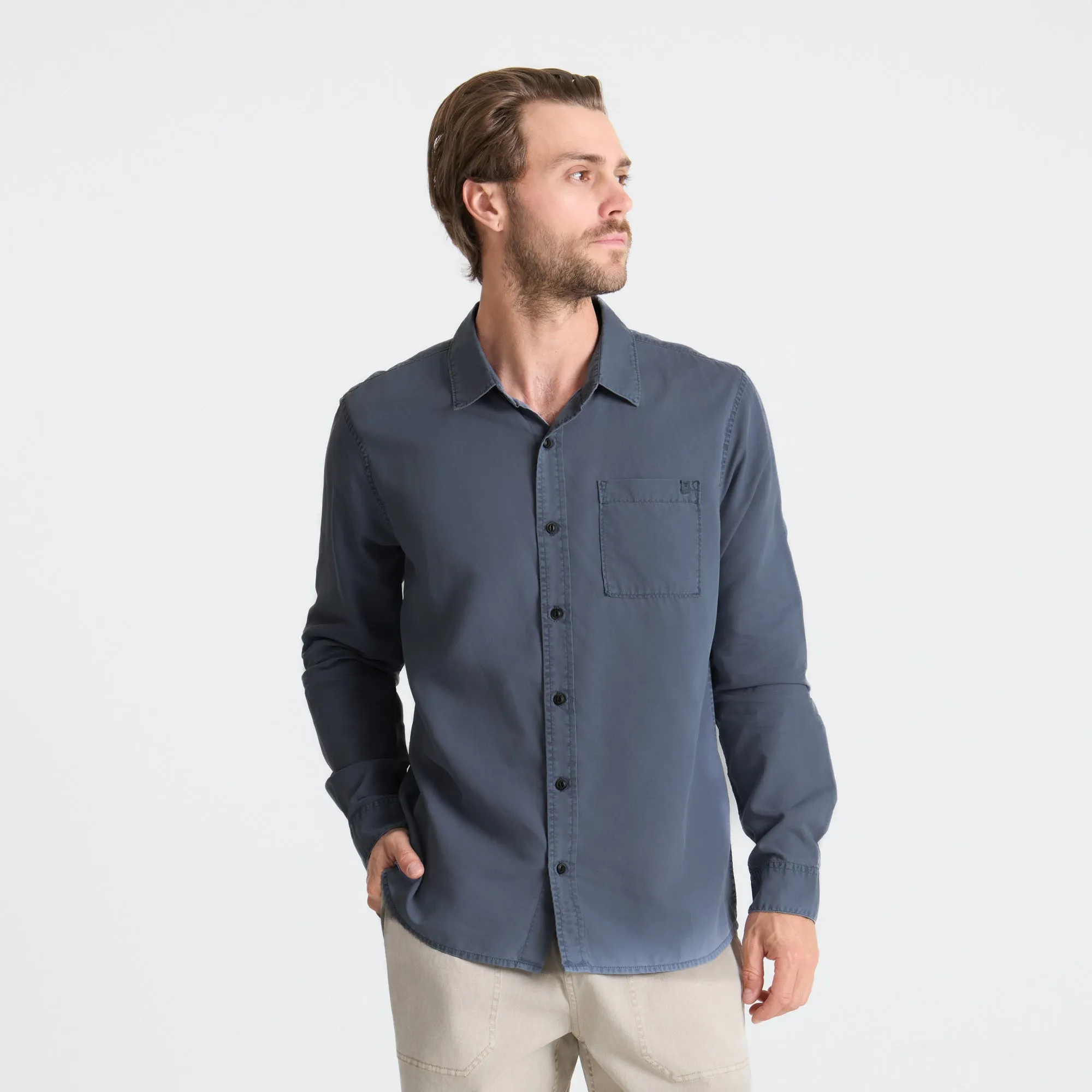 Made To Fade Long Sleeve Button Up Shirt - Washed Slate sold by Roark