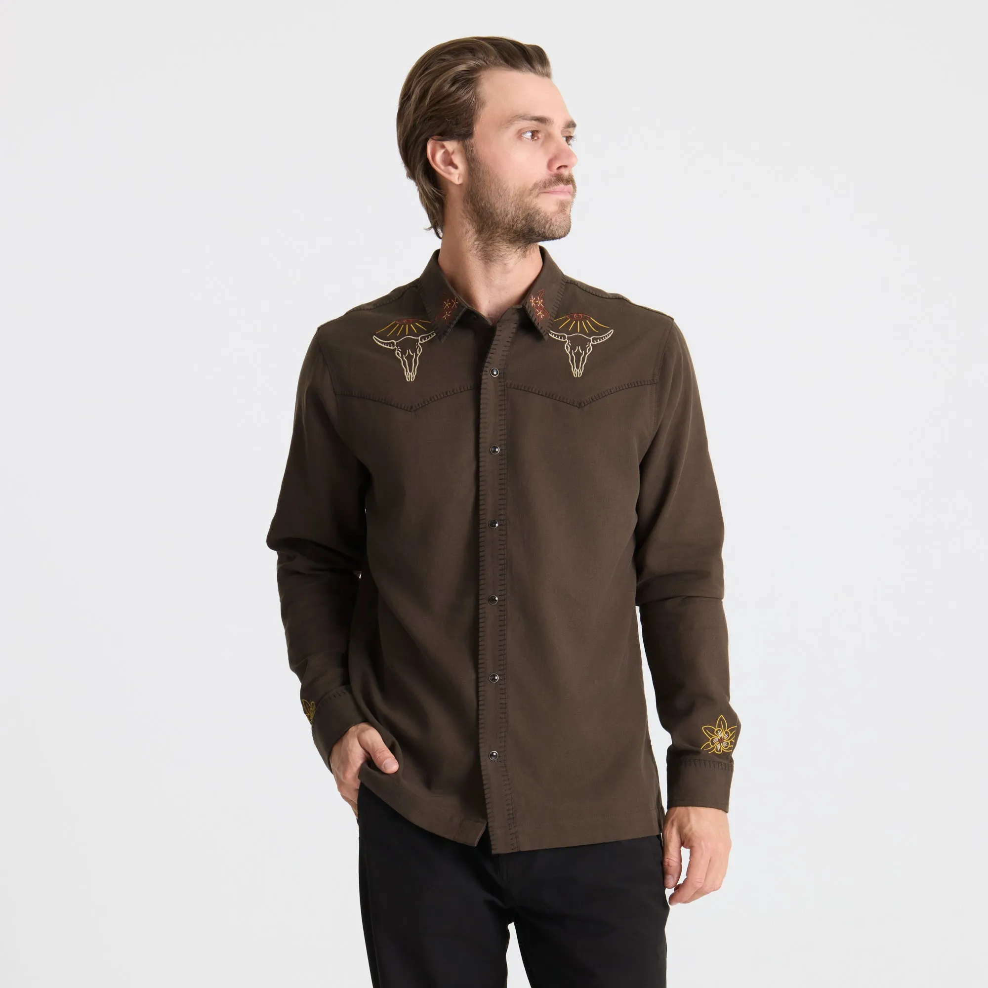 Gaucho Range Long Sleeve Button Up Shirt - Dark Brown sold by Roark product image thumbnail 3