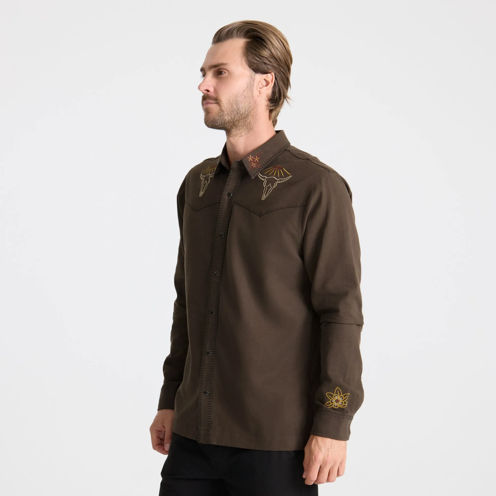 Gaucho Range Long Sleeve Button Up Shirt - Dark Brown sold by Roark product image thumbnail 4