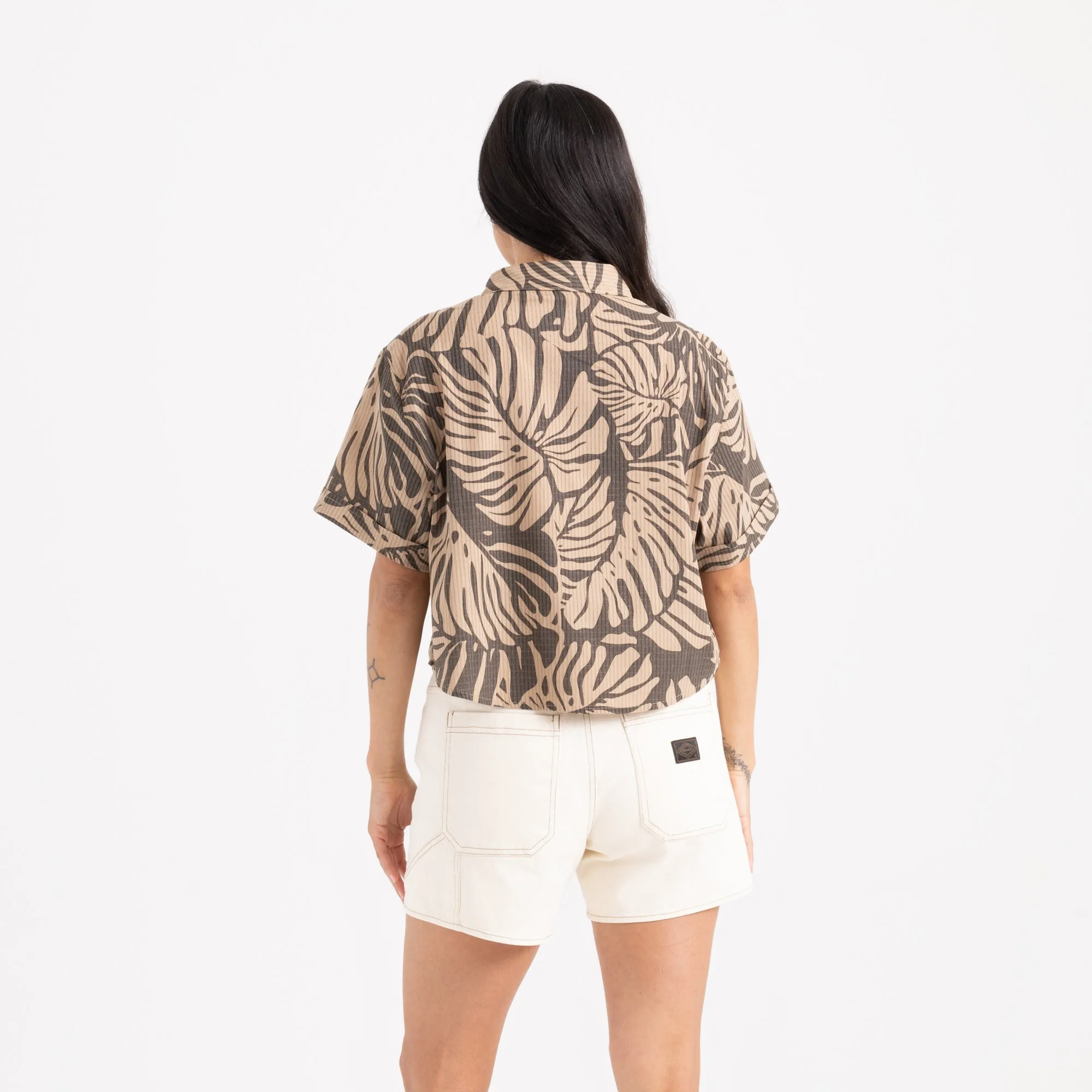 Bless Up Cropped Button Up Shirt - Khaki sold by Roark product image thumbnail 3