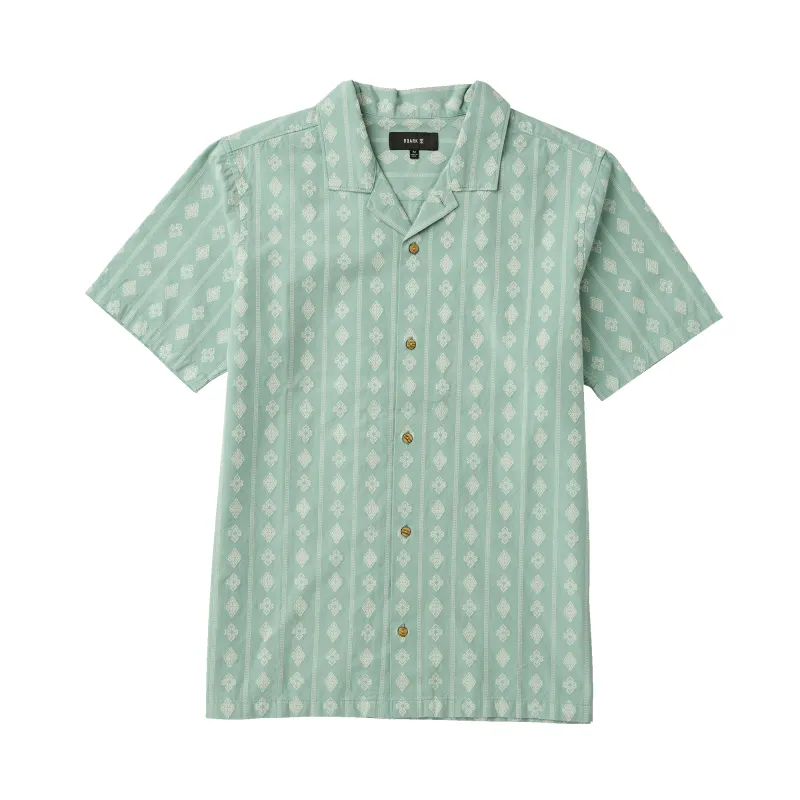 Gonzo Short Sleeve Button Up Shirt - Hazy Blue Jacquard made by Roark