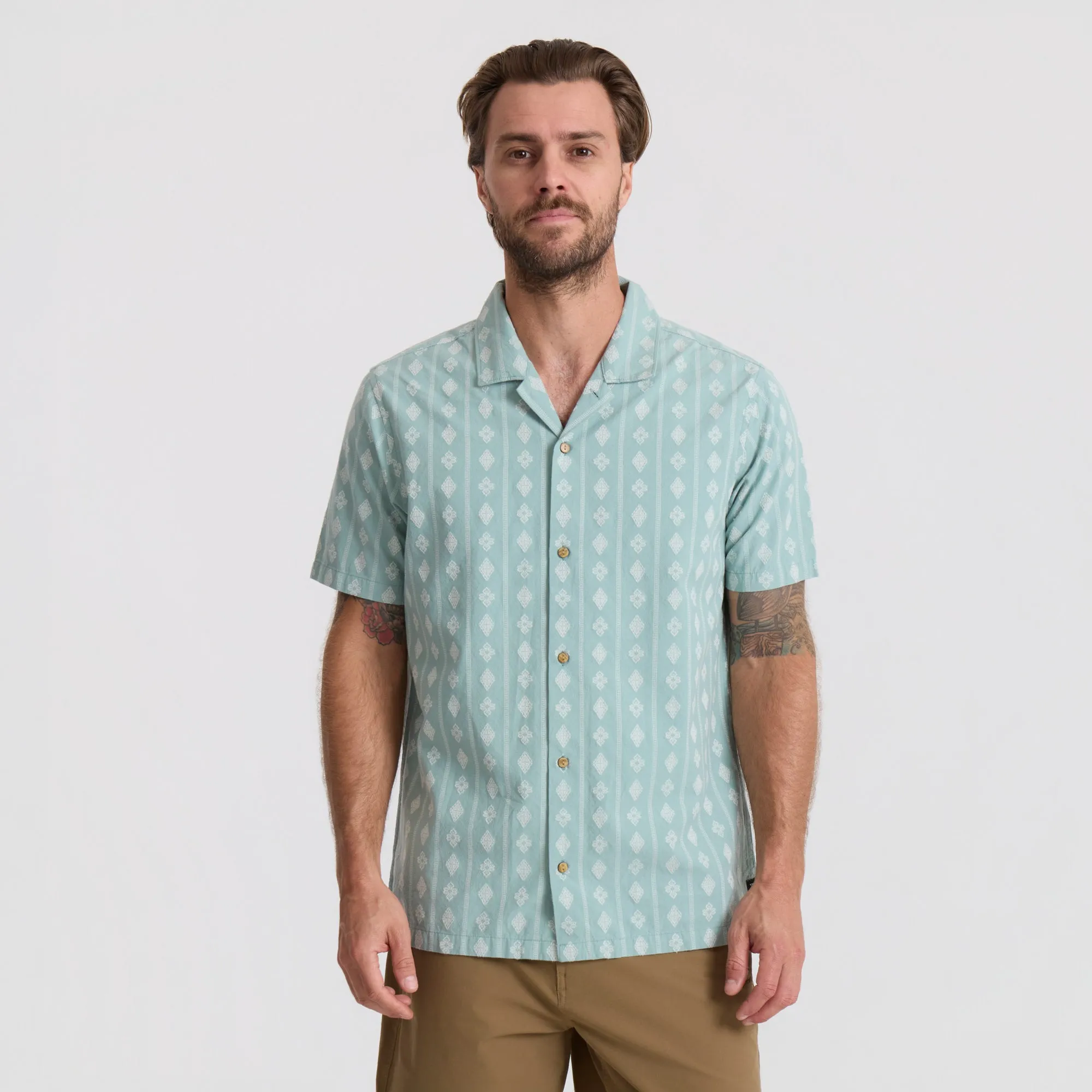 Gonzo Short Sleeve Button Up Shirt - Hazy Blue Jacquard sold by Roark product image thumbnail 2