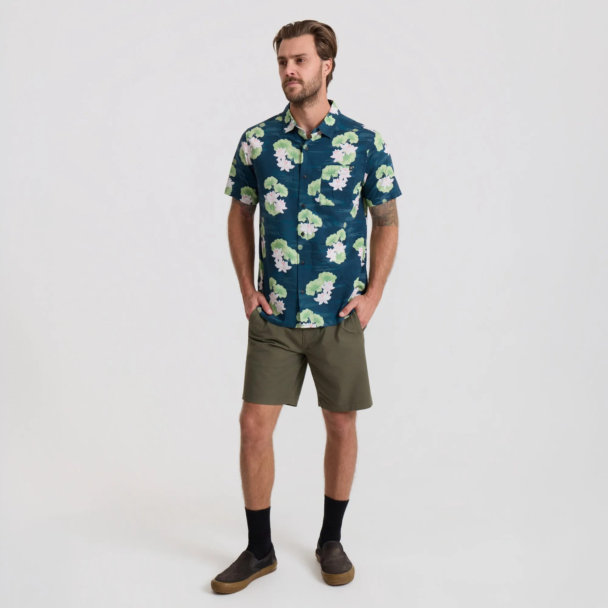 Journey Short Sleeve Button Up Shirt - Navy Floral sold by Roark product image thumbnail 3