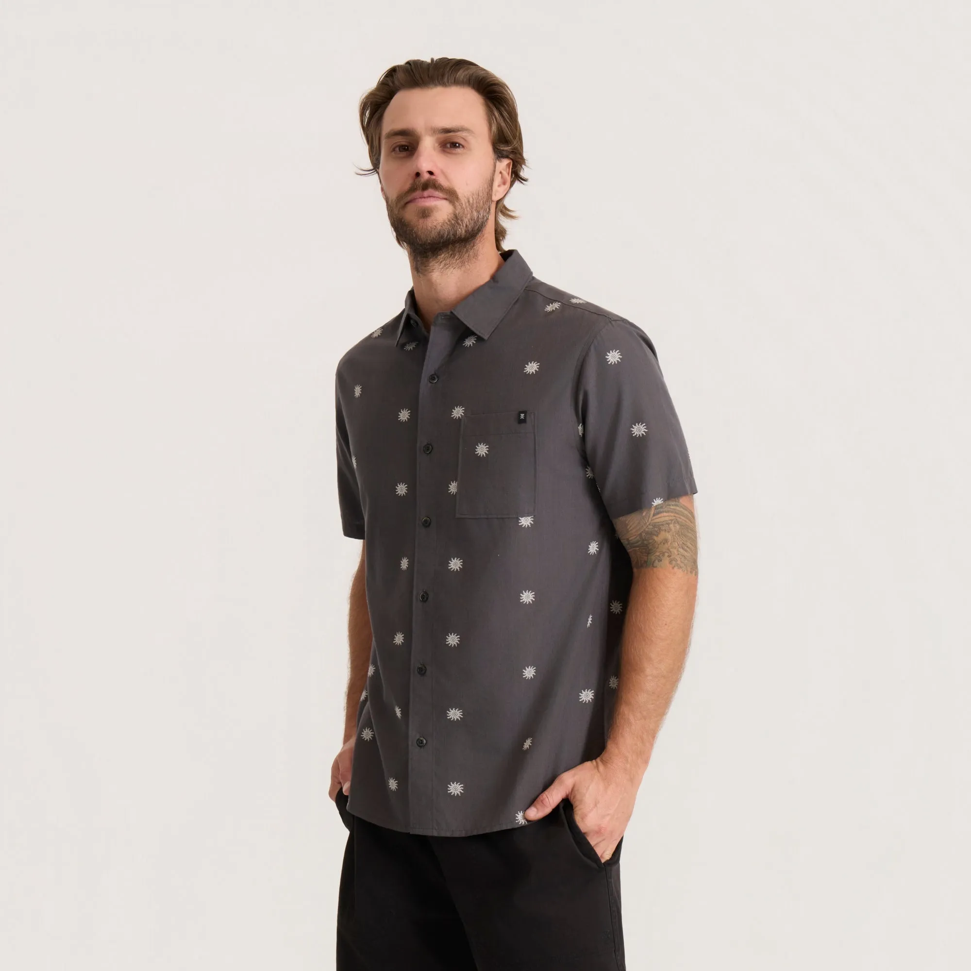 Journey Short Sleeve Button Up Shirt - Charcoal sold by Roark product image thumbnail 3