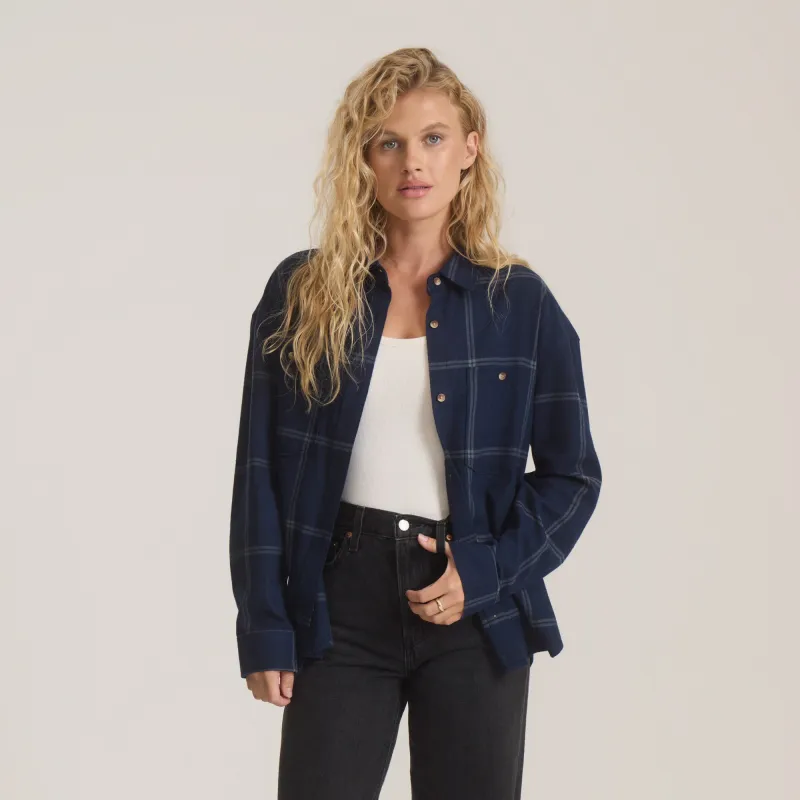 Amberley Light Long Sleeve Flannel - Deep Navy made by Roark