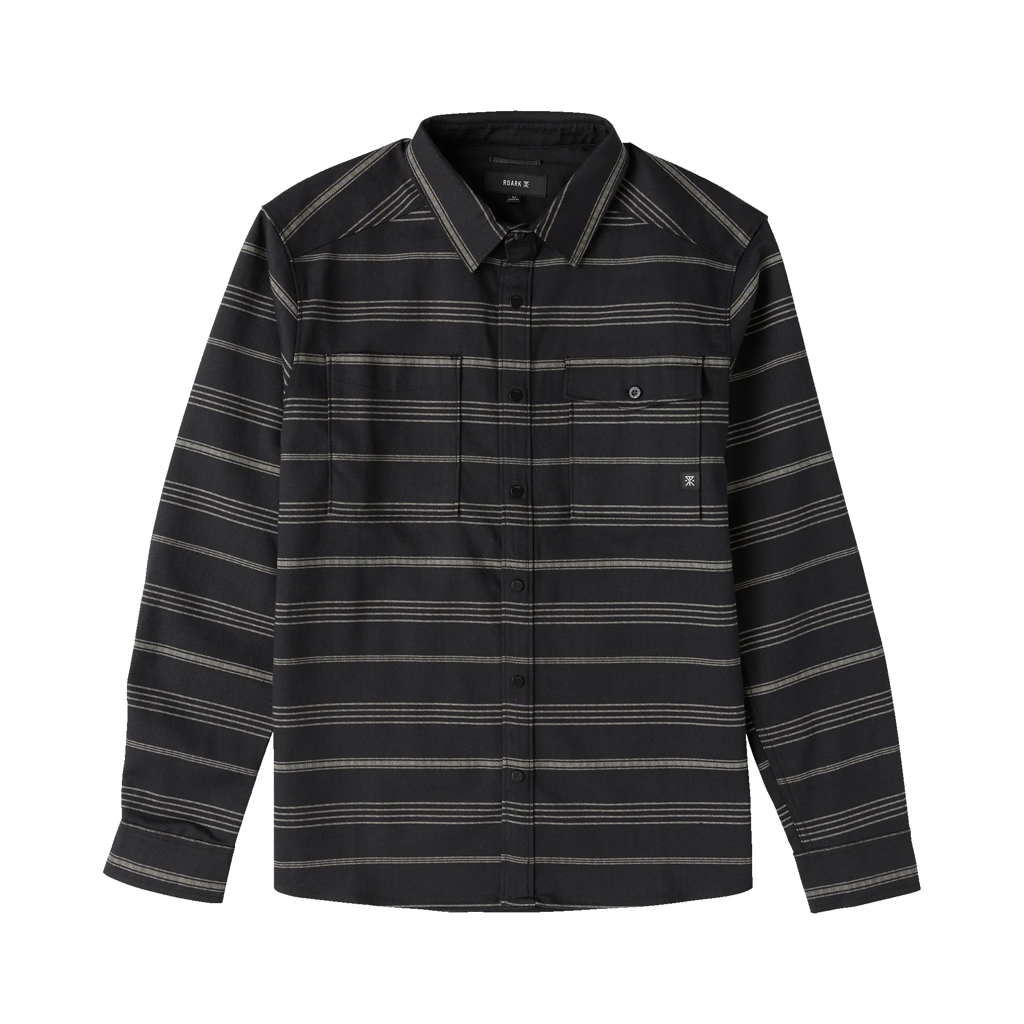 Diablo Long Sleeve Flannel - Black Stripes sold by Roark