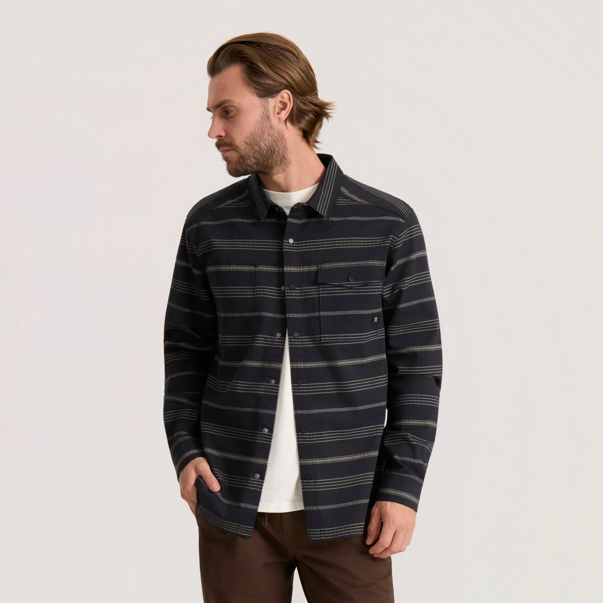 Diablo Long Sleeve Flannel - Black Stripes sold by Roark product image thumbnail 2