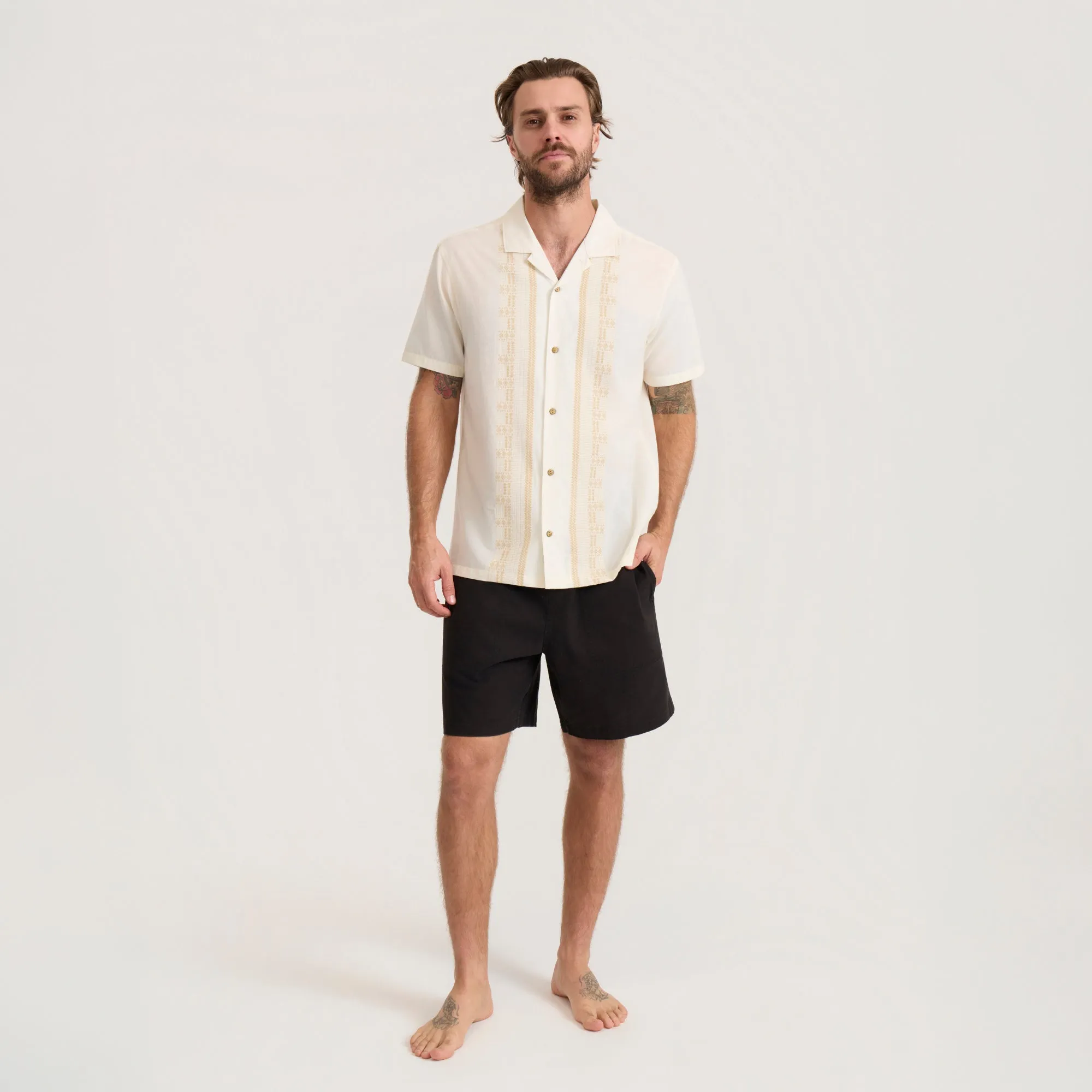 Gonzo Short Sleeve Button Up Shirt - Unbleached Embroidery sold by Roark product image thumbnail 4