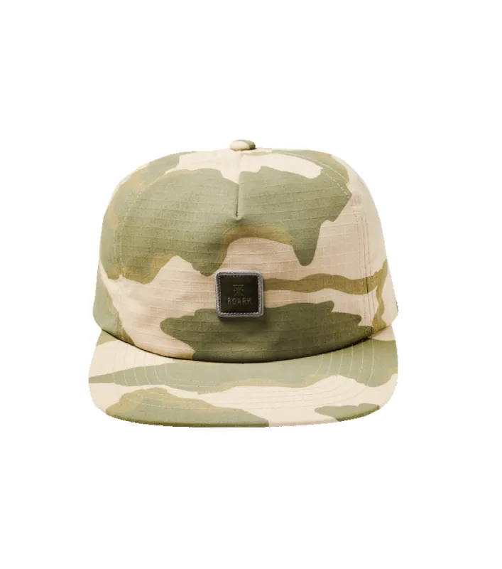Safecamp 5 Panel Strapback Hat - Desert Camo sold by Roark