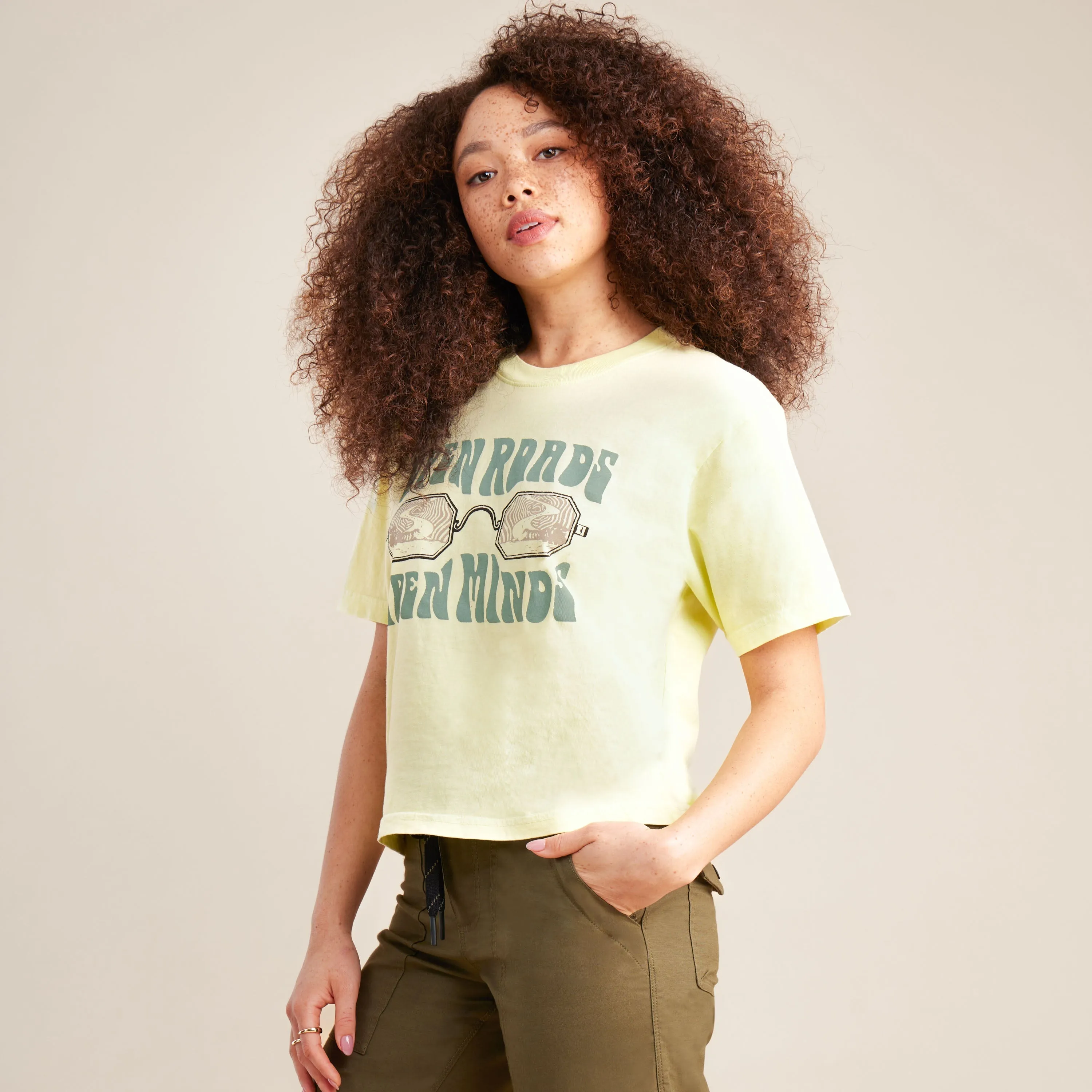 Open Roads Boxy Crop Premium Tee - Lime sold by Roark product image thumbnail 5
