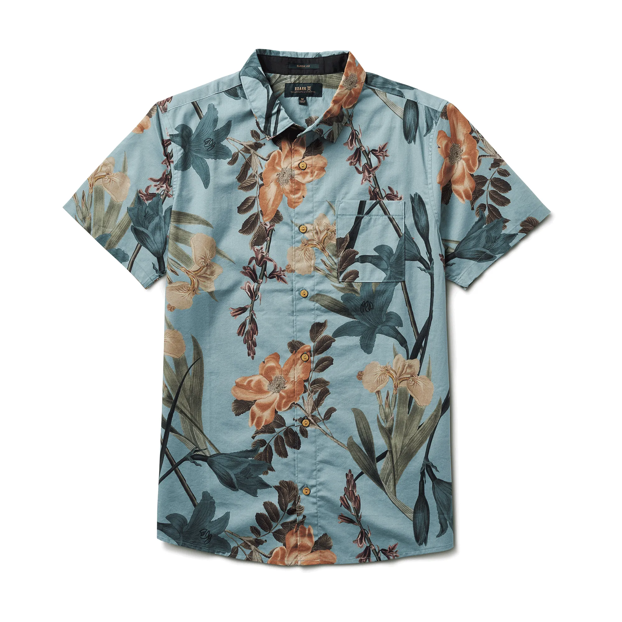 Journey Shirt - Dusty Blue Far East Flora sold by Roark