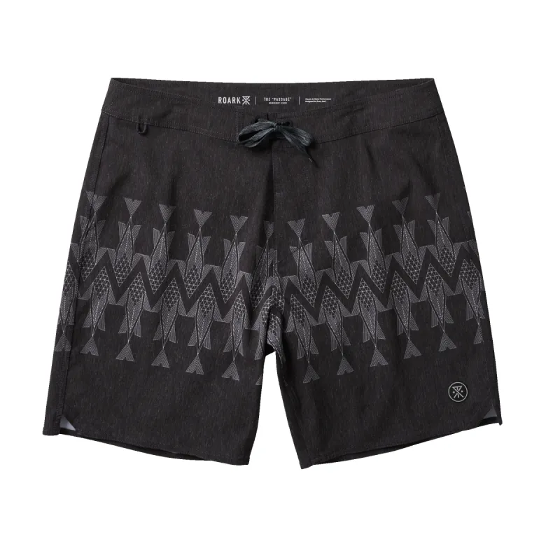 Passage Boardshorts 18" - Manawa Tapu Black sold by Roark