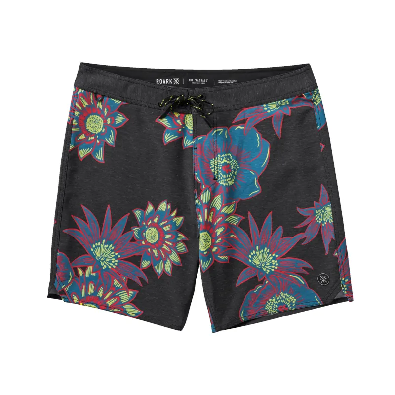 Passage 17" Boardshorts - Aurora Flora Black sold by Roark