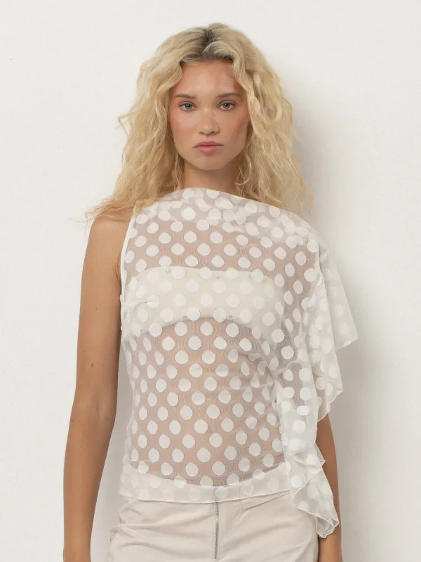 Zehra Top – White Polka sold by BELLE the label