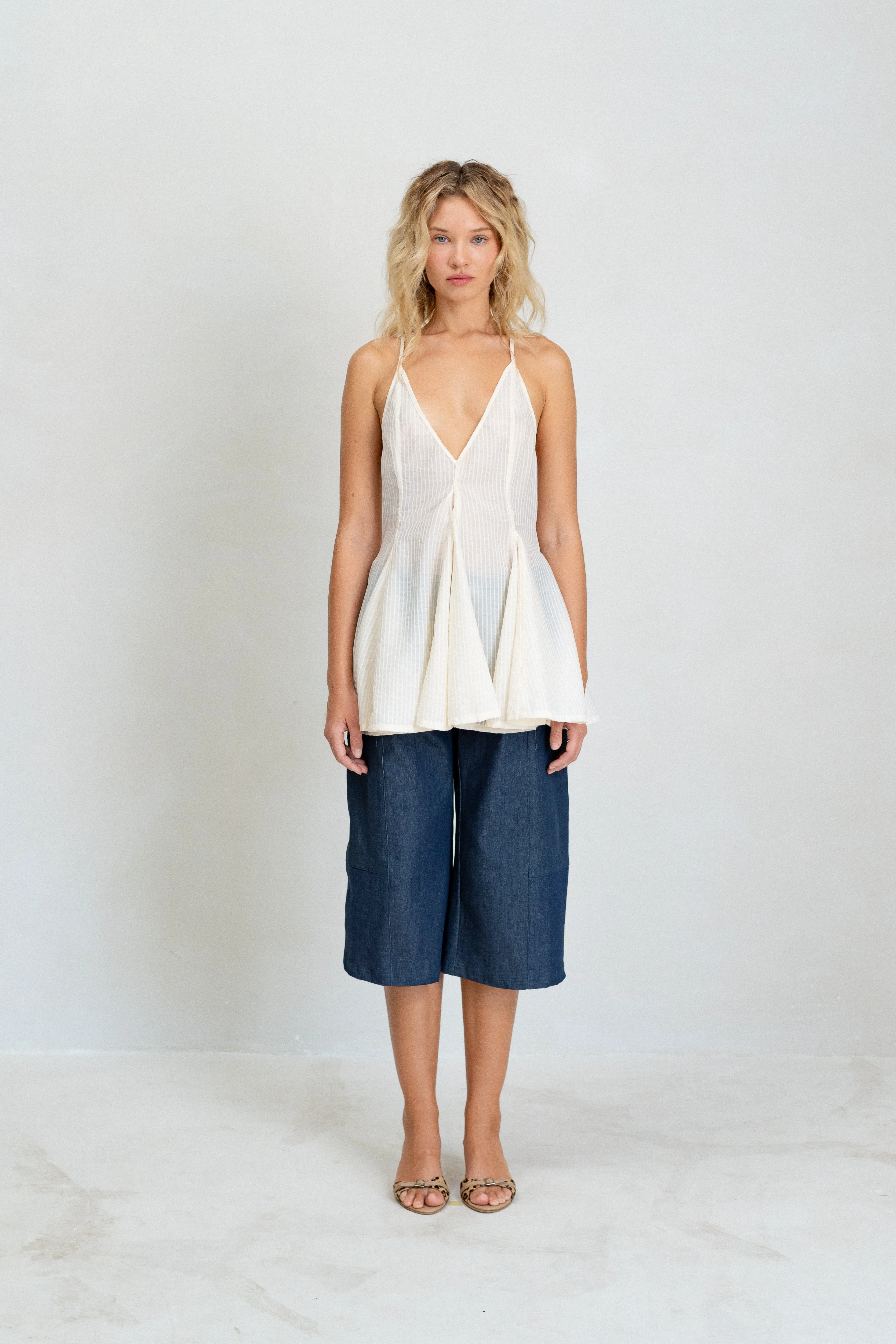 Blossom Top - Cream Stripe sold by BELLE the label