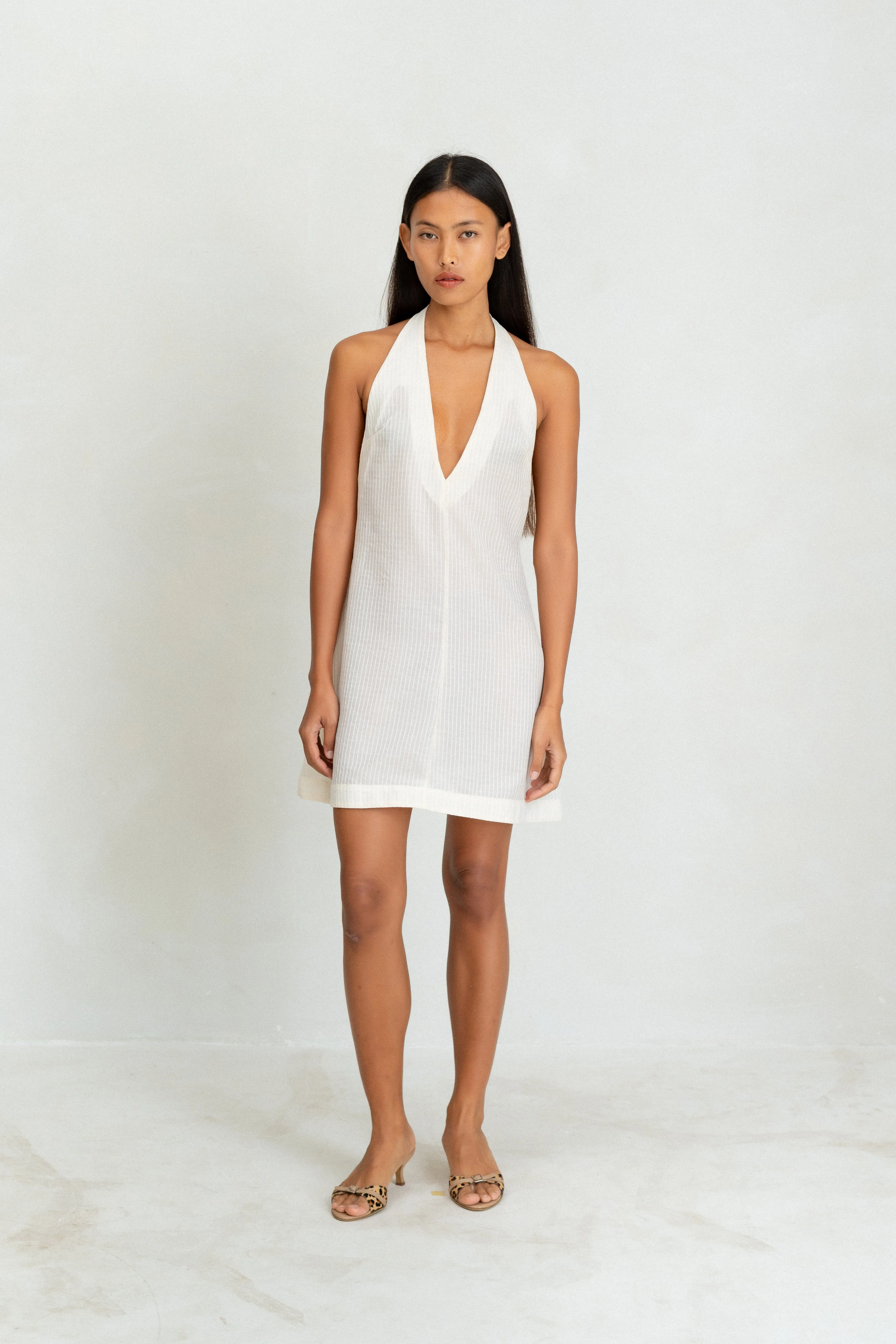 Lou Dress - Cream Stripe sold by BELLE the label