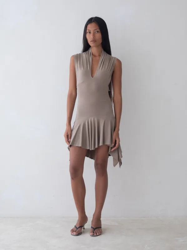 Twyla Mini Dress - Taupe sold by BELLE the label