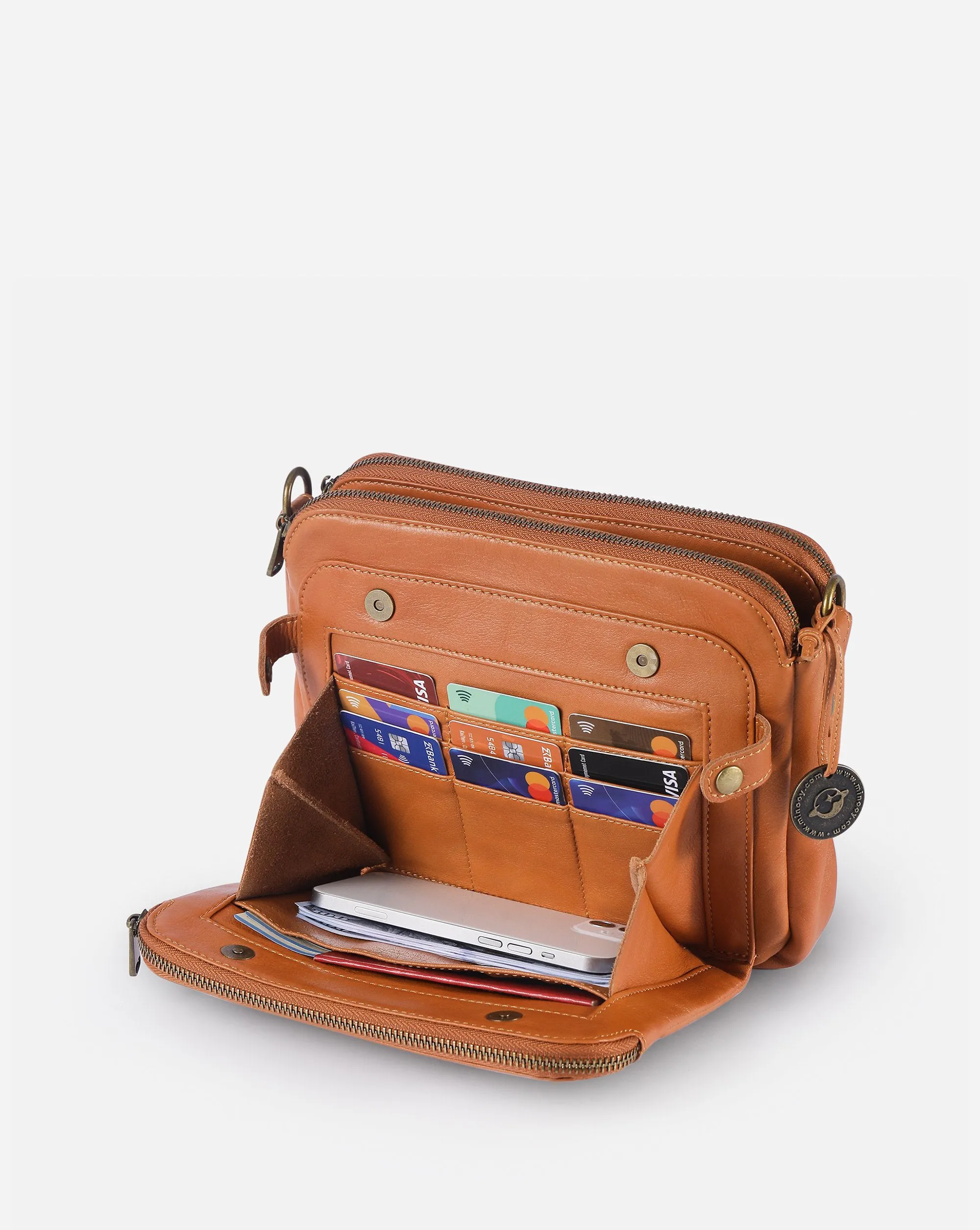 The Bali Three-Layer Leather Crossbody Shoulder & Clutch Bag 2.1L sold by minooy product image thumbnail 2
