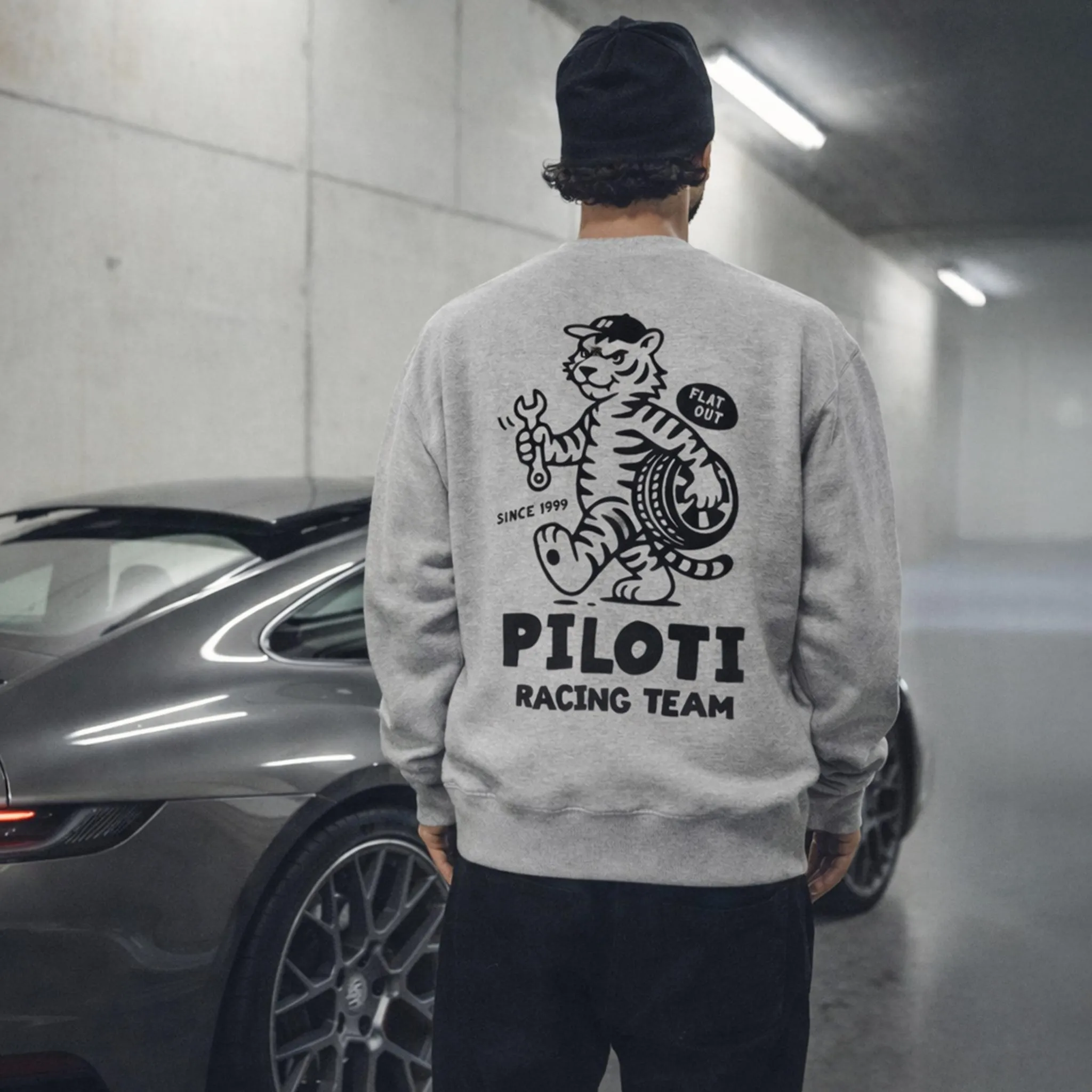 Tiger Crewneck - Carbon Grey sold by Piloti Driving Shoes product image thumbnail 4
