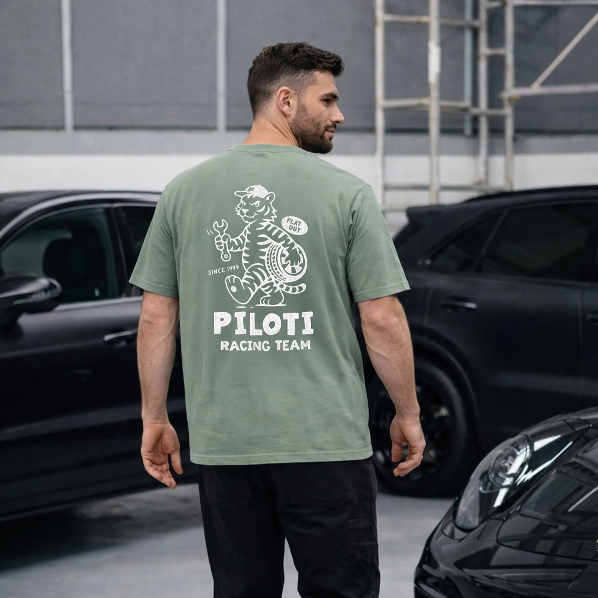 Tiger T-Shirt - Moss Green sold by Piloti Driving Shoes product image thumbnail 4