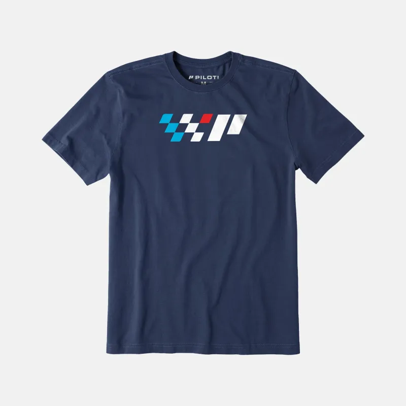 Checkered T-Shirt - Navy sold by Piloti Driving Shoes