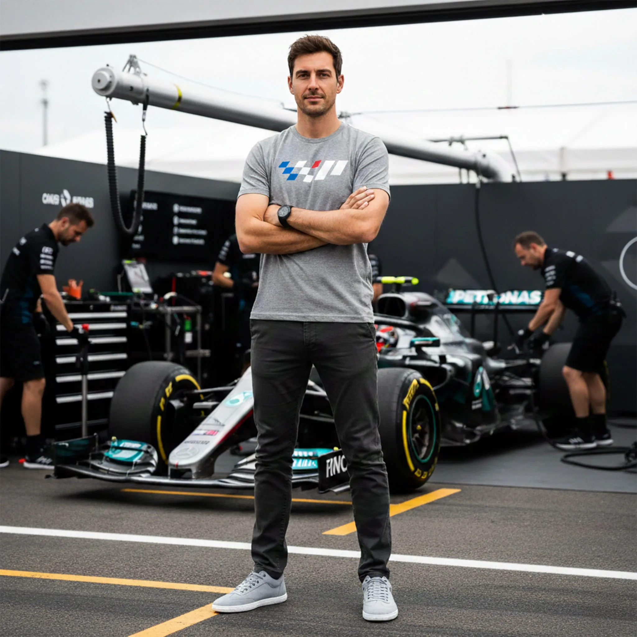 Checkered T-Shirt - Heather Grey sold by Piloti Driving Shoes product image thumbnail 2