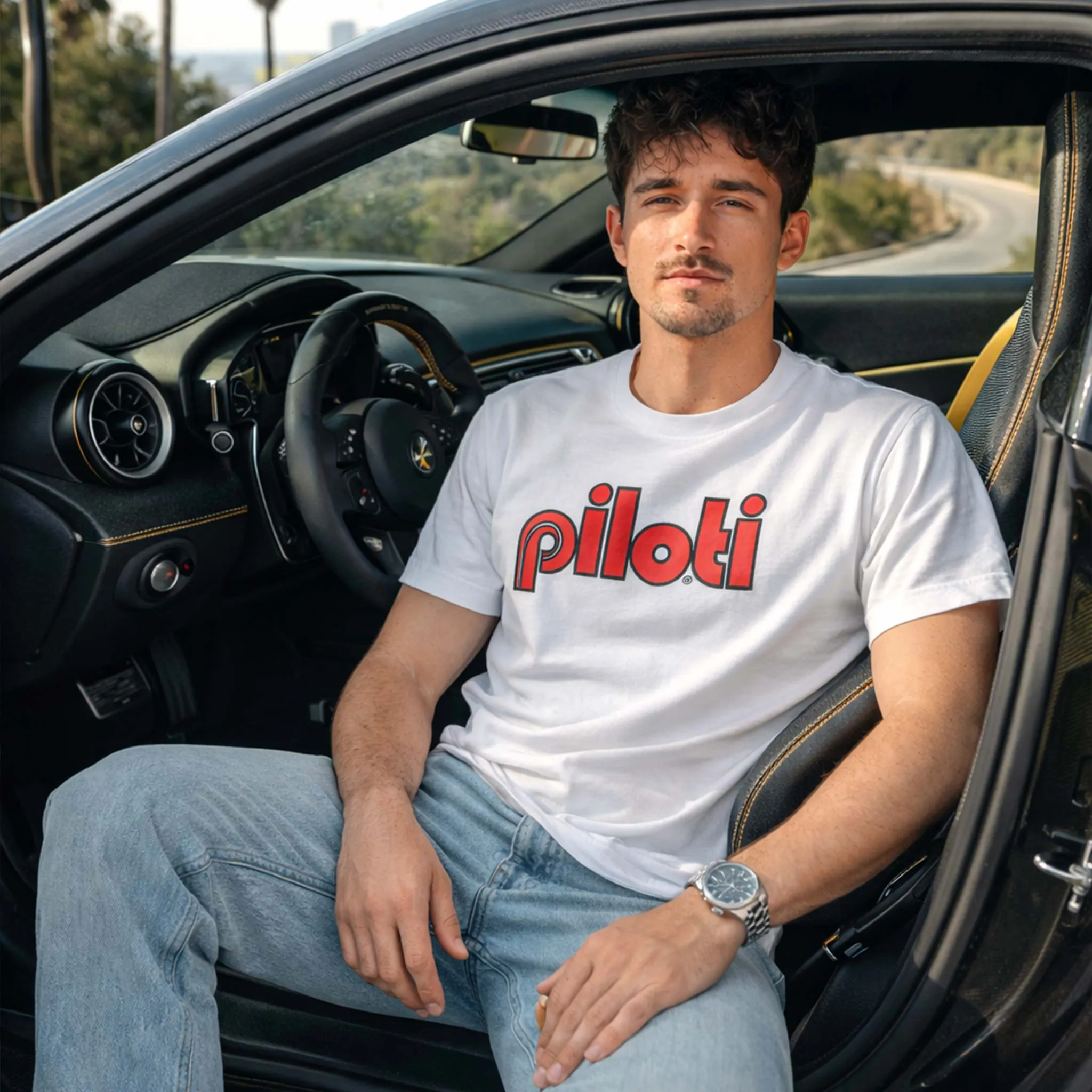 Retro Classic T-Shirt - White sold by Piloti Driving Shoes product image thumbnail 3